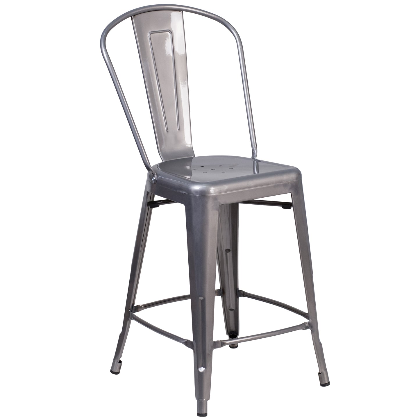 24" Clear Metal Indoor Stool XU-DG-TP001B-24-GG