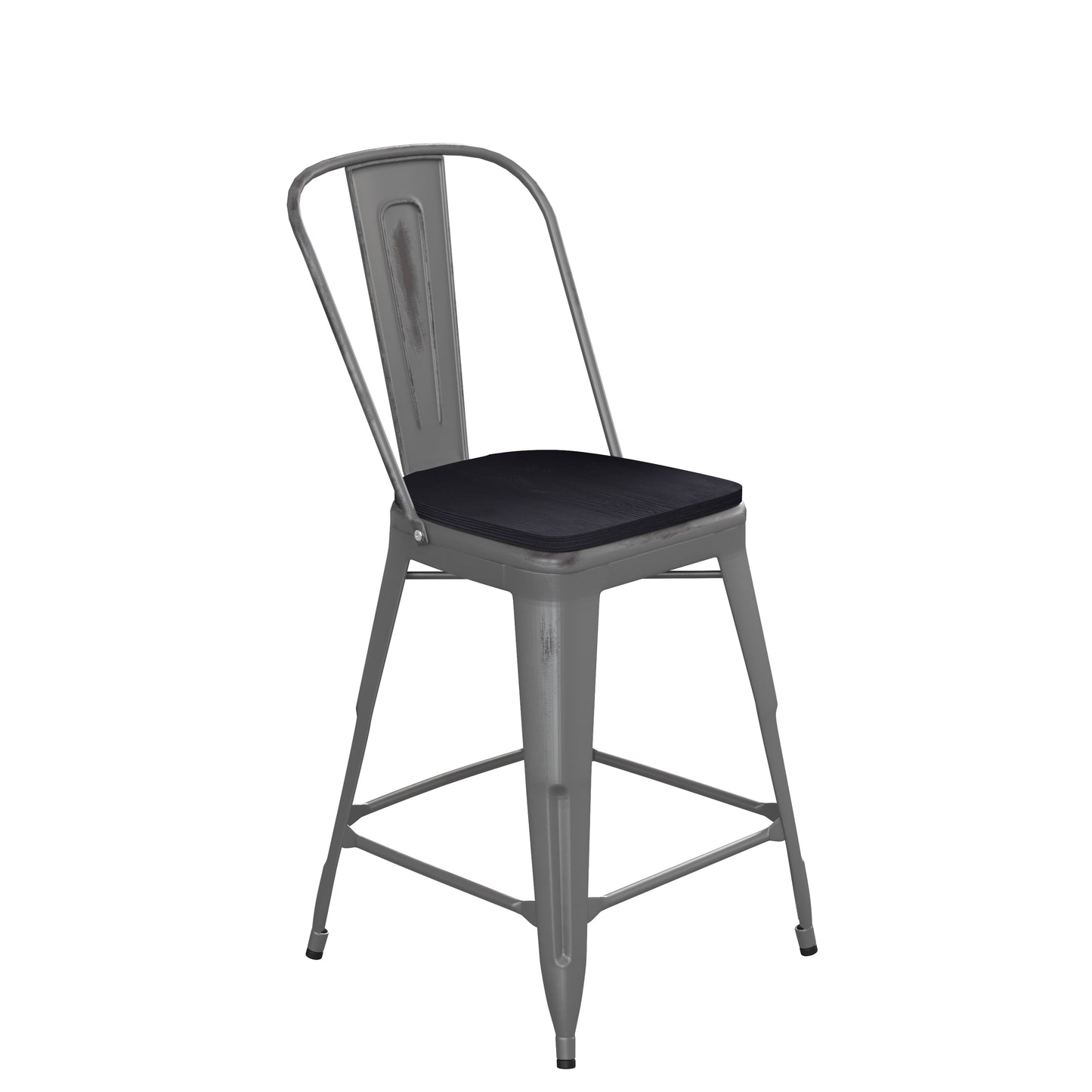 Clear Coat 24" Stool-BK Seat XU-DG-TP001B-24-PL1B-GG