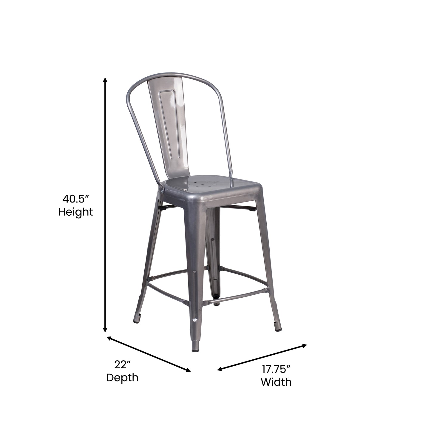 Clear Coat 24" Stool-BK Seat XU-DG-TP001B-24-PL1B-GG