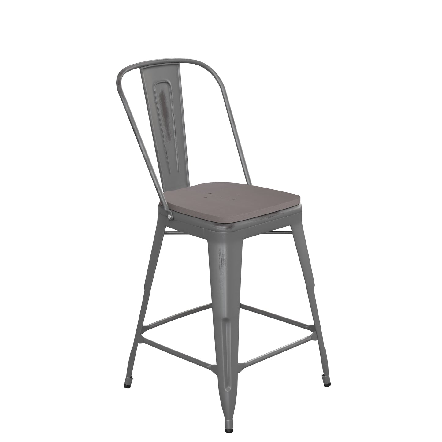 Clear Coat 24" Stool-Gray Seat XU-DG-TP001B-24-PL1G-GG