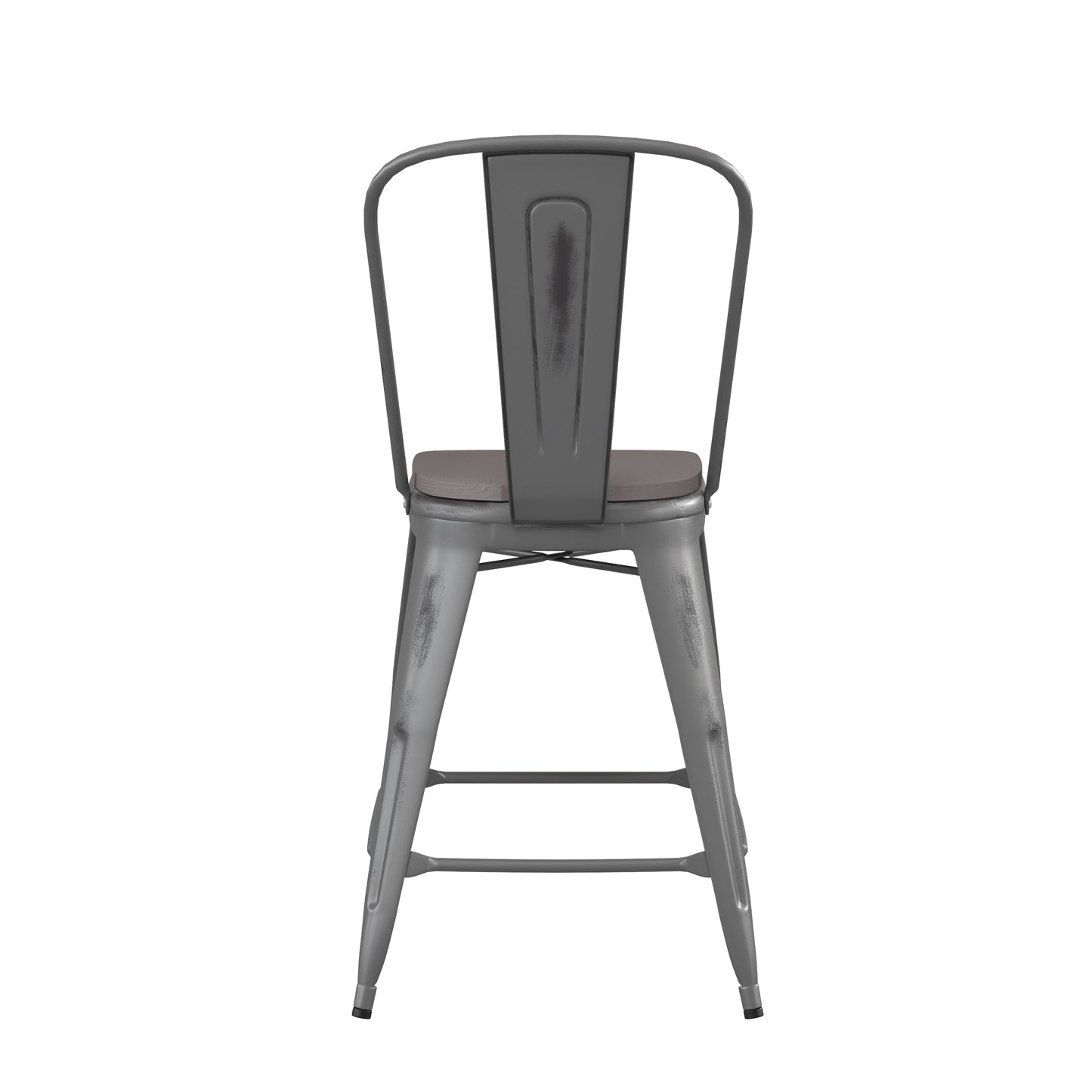 Clear Coat 24" Stool-Gray Seat XU-DG-TP001B-24-PL1G-GG