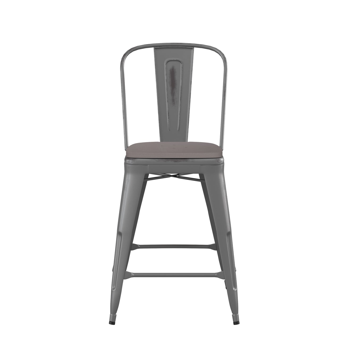 Clear Coat 24" Stool-Gray Seat XU-DG-TP001B-24-PL1G-GG