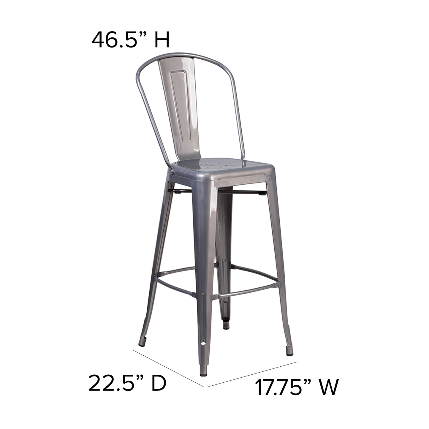 30" Clear Metal Indoor Stool XU-DG-TP001B-30-GG