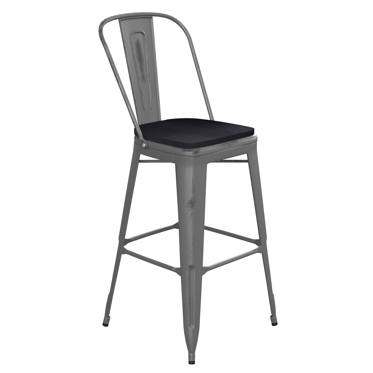 Clear Coat 30" Stool-BK Seat XU-DG-TP001B-30-PL1B-GG