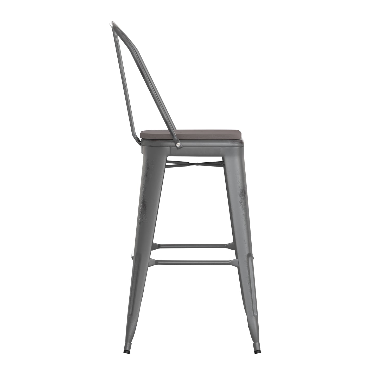 Clear Coat 30" Stool-Gray Seat XU-DG-TP001B-30-PL1G-GG