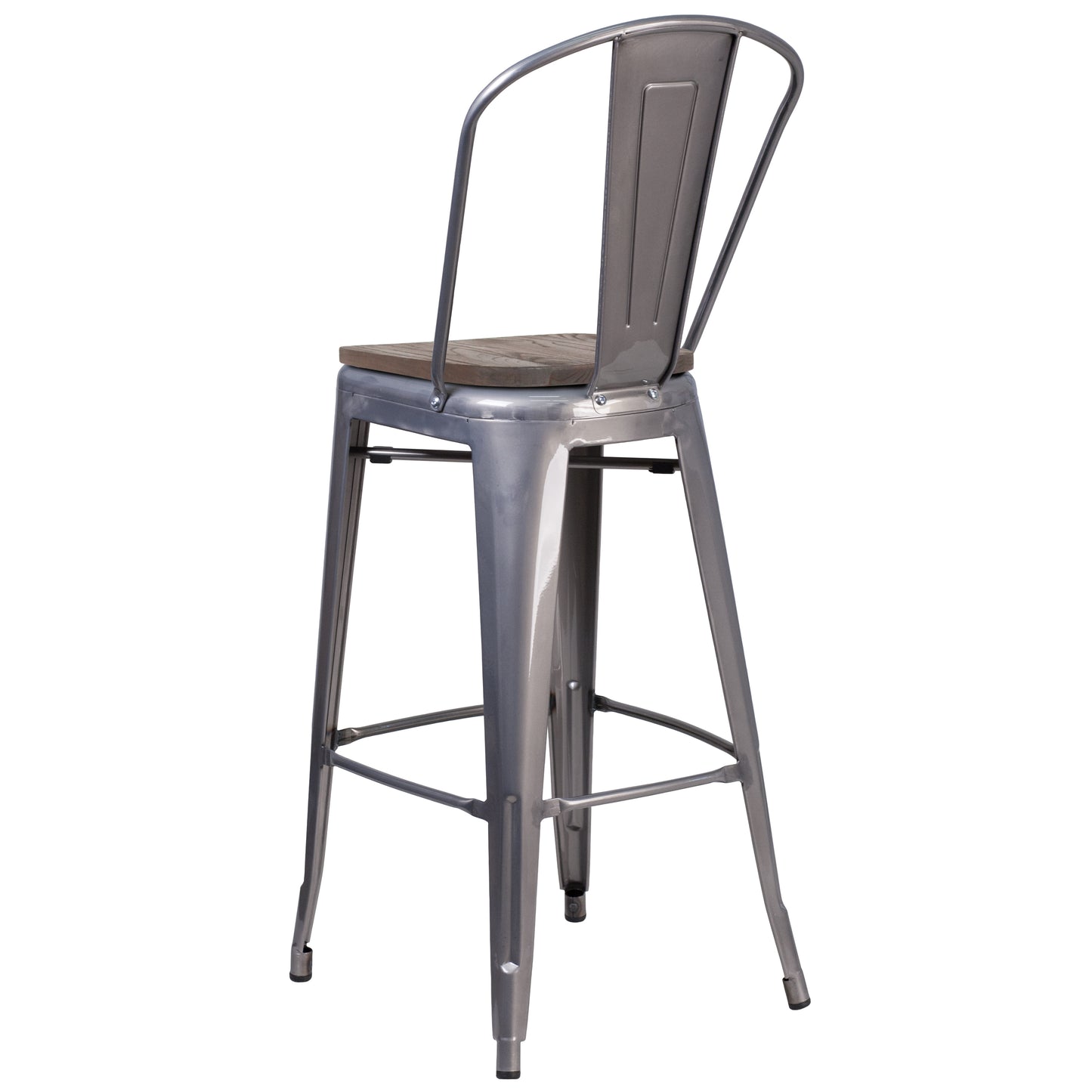 30" Clear Metal Barstool XU-DG-TP001B-30-WD-GG