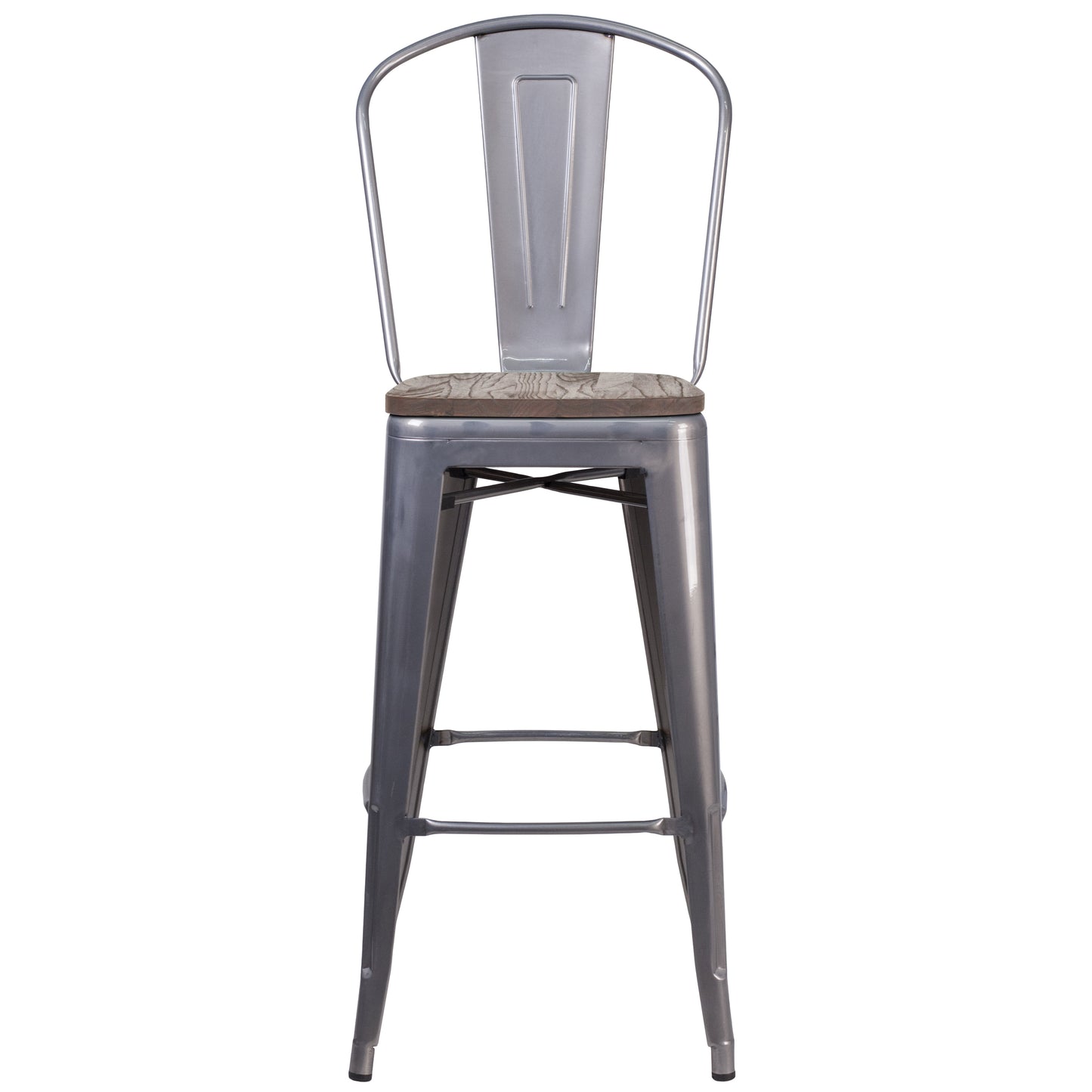 30" Clear Metal Barstool XU-DG-TP001B-30-WD-GG