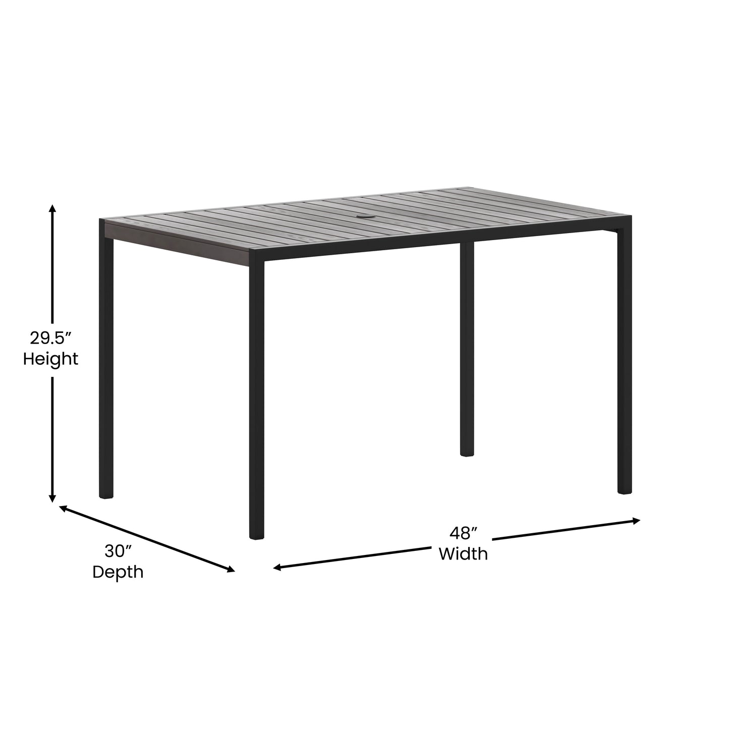 Outdoor Patio Dining Table with Umbrella Holder Hole