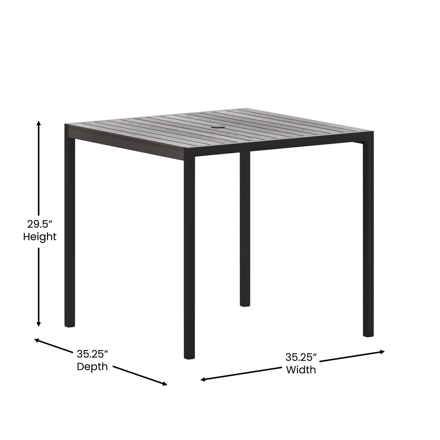 35" SQ Gray Faux Teak Table XU-DG-UH8100-GY-GG