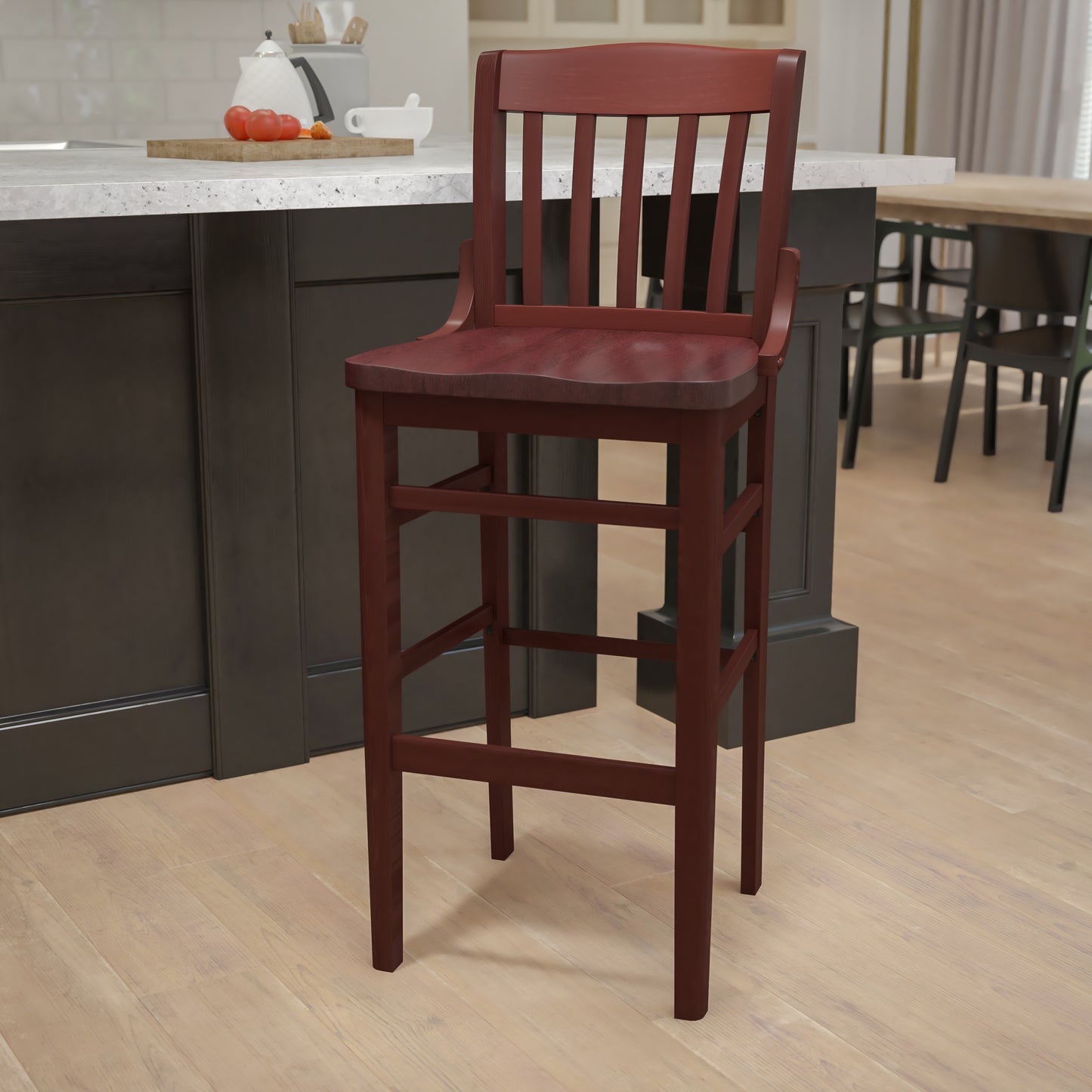 Mahogany Wood Stool XU-DG-W0006BAR-MAH-GG