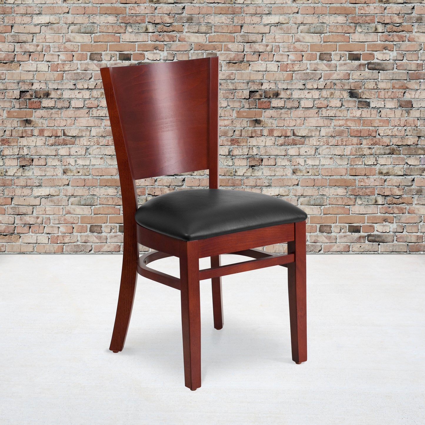 Mahogany Wood Chair-Blk Vinyl XU-DG-W0094B-MAH-BLKV-GG