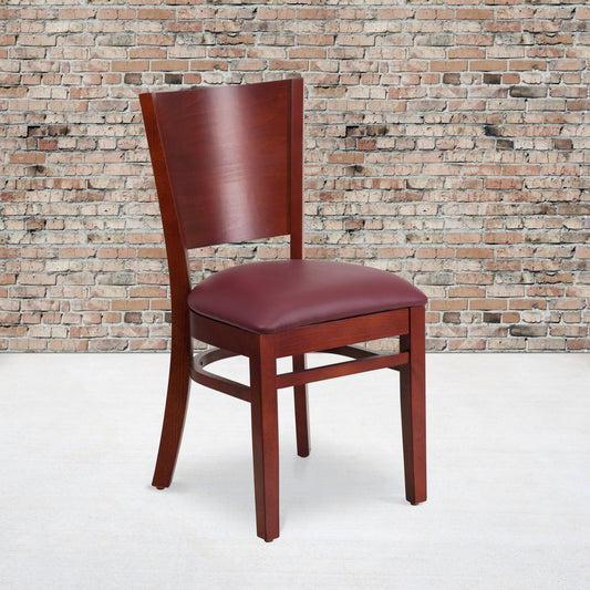 Mahogany Wood Chair-Burg Vinyl XU-DG-W0094B-MAH-BURV-GG