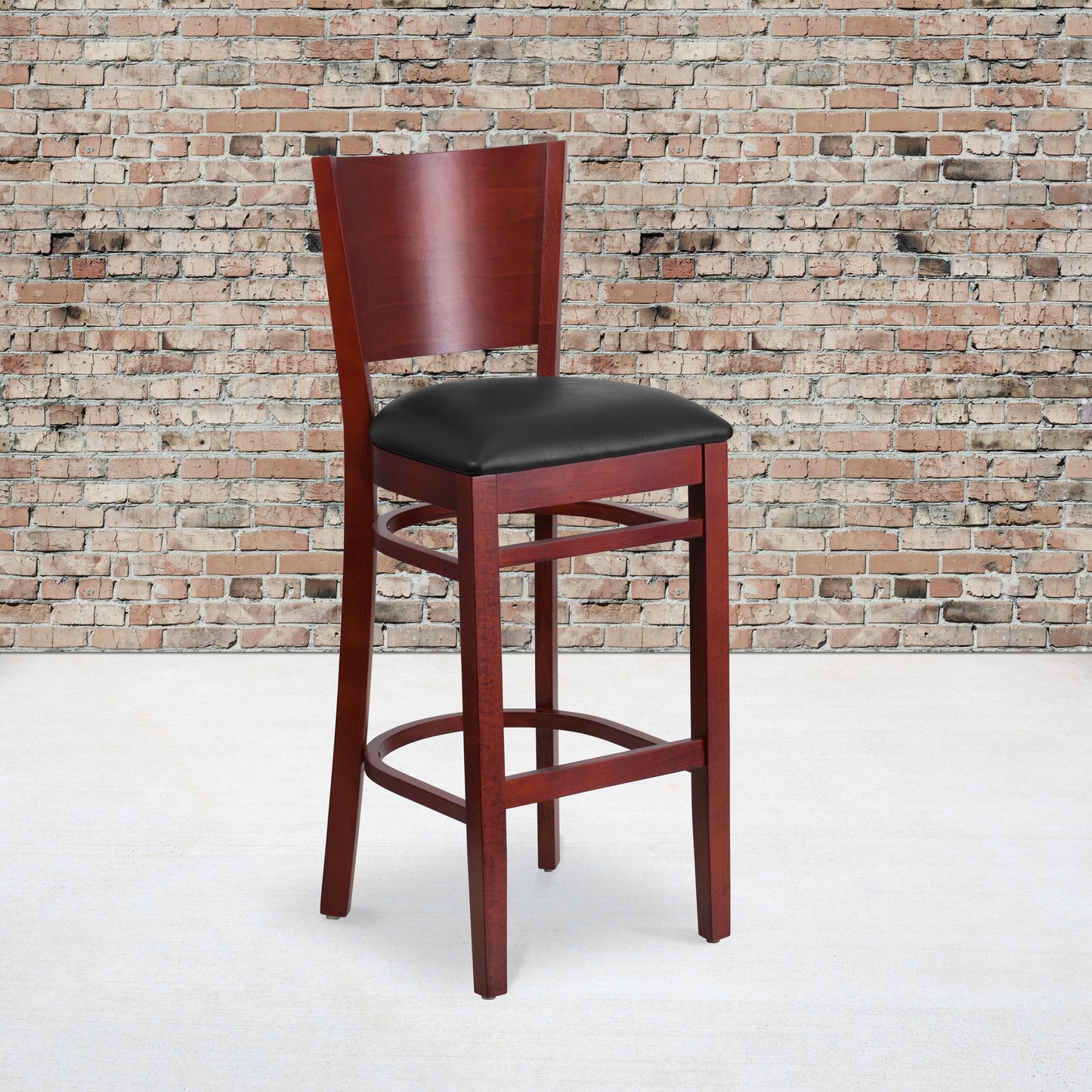 Mahogany Wood Stool-Blk Vinyl XU-DG-W0094BAR-MAH-BLKV-GG