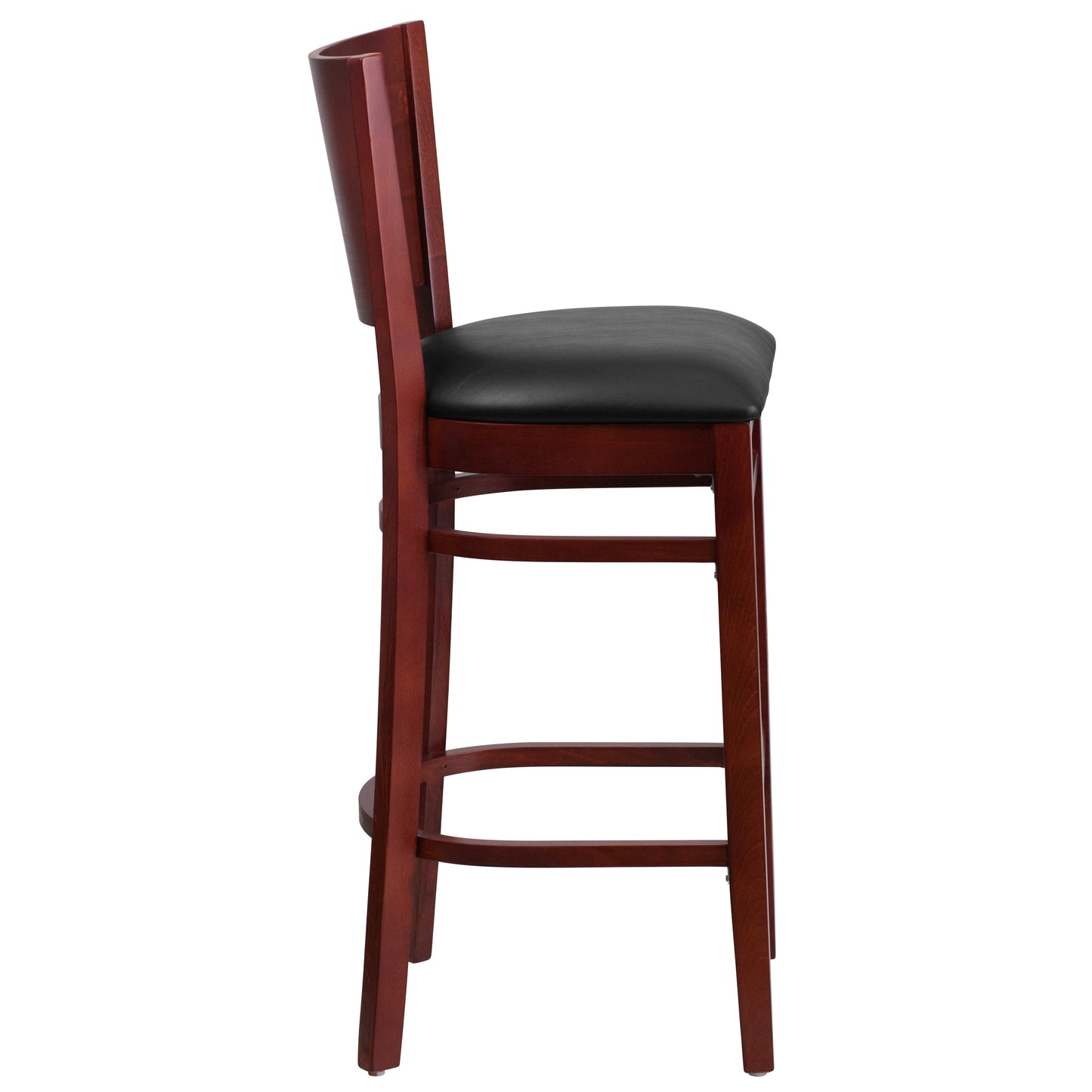 Mahogany Wood Stool-Blk Vinyl XU-DG-W0094BAR-MAH-BLKV-GG