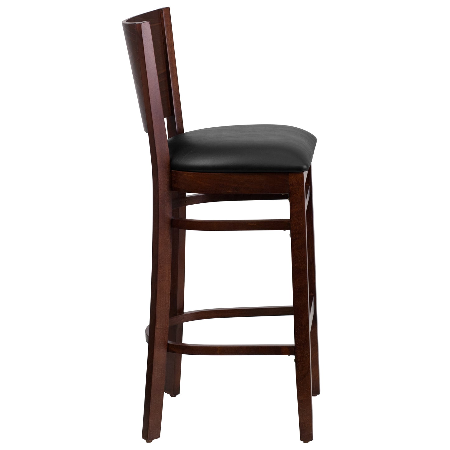 Walnut Wood Stool-Blk Vinyl XU-DG-W0094BAR-WAL-BLKV-GG