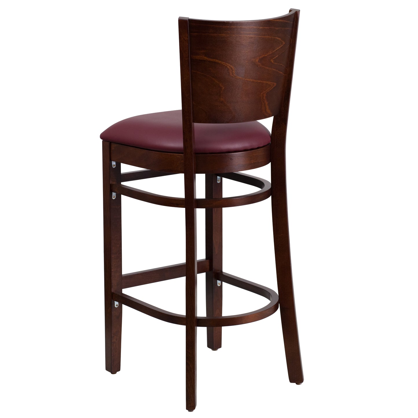 Walnut Wood Stool-Burg Vinyl XU-DG-W0094BAR-WAL-BURV-GG