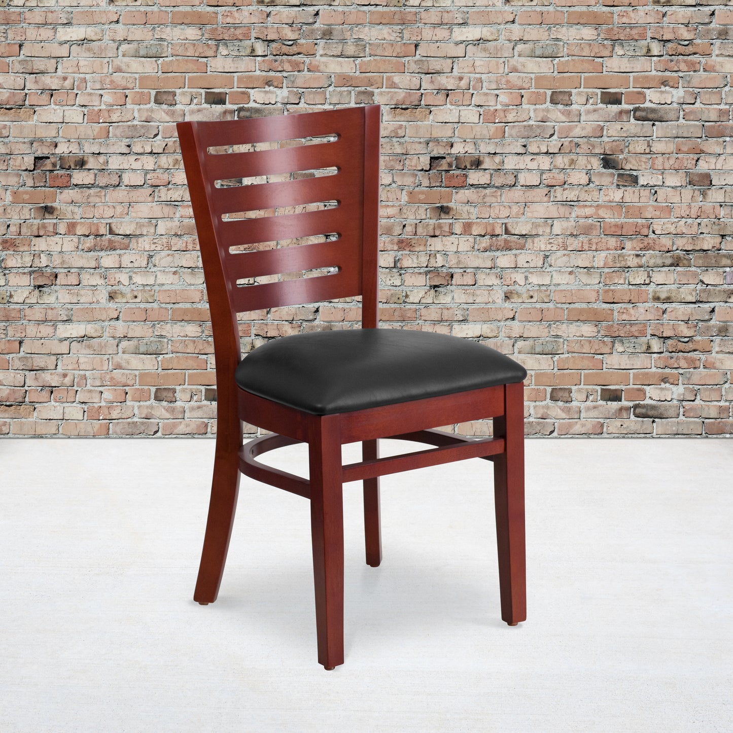 Mahogany Wood Chair-Blk Vinyl XU-DG-W0108-MAH-BLKV-GG