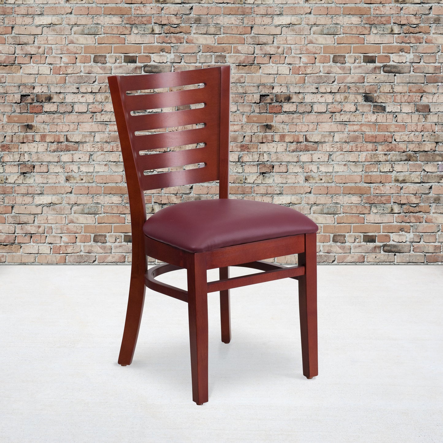 Mahogany Wood Chair-Burg Vinyl XU-DG-W0108-MAH-BURV-GG