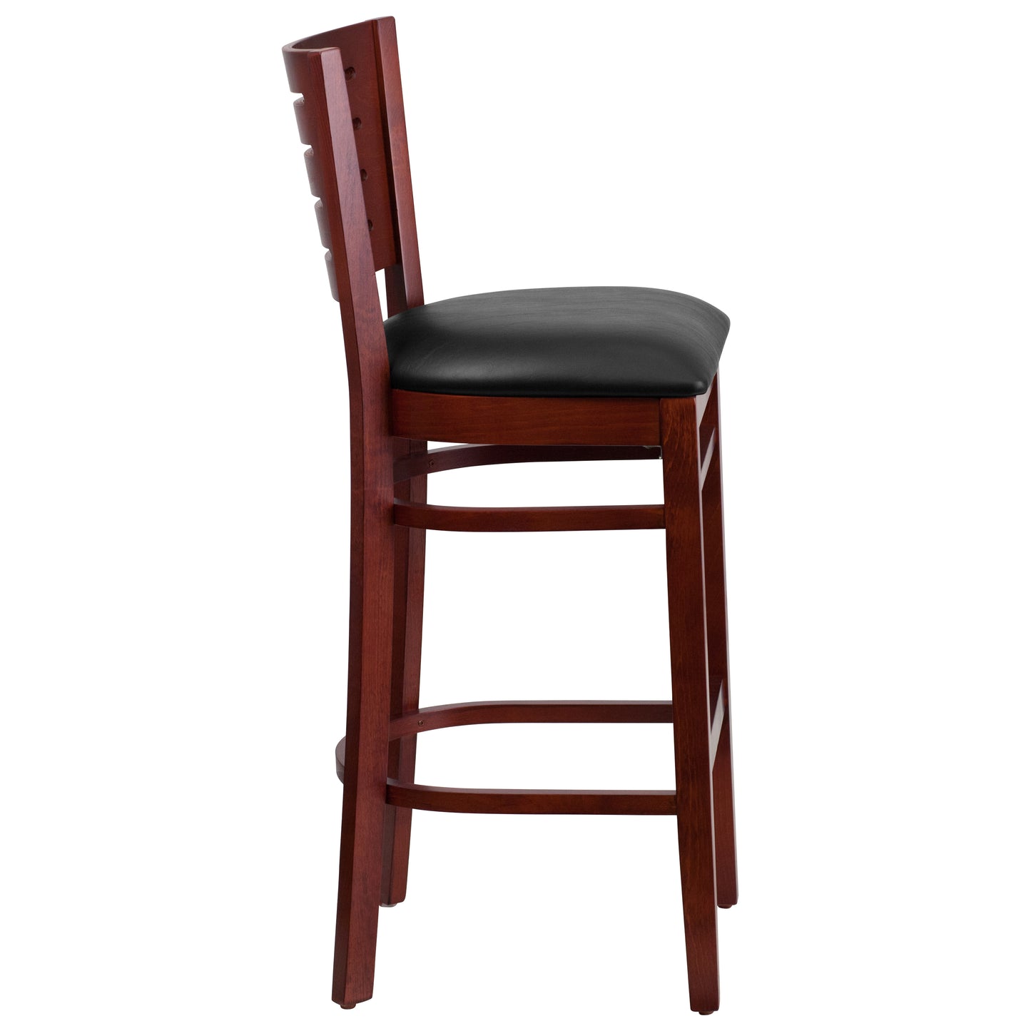 Mahogany Wood Stool-Blk Vinyl XU-DG-W0108BBAR-MAH-BLKV-GG