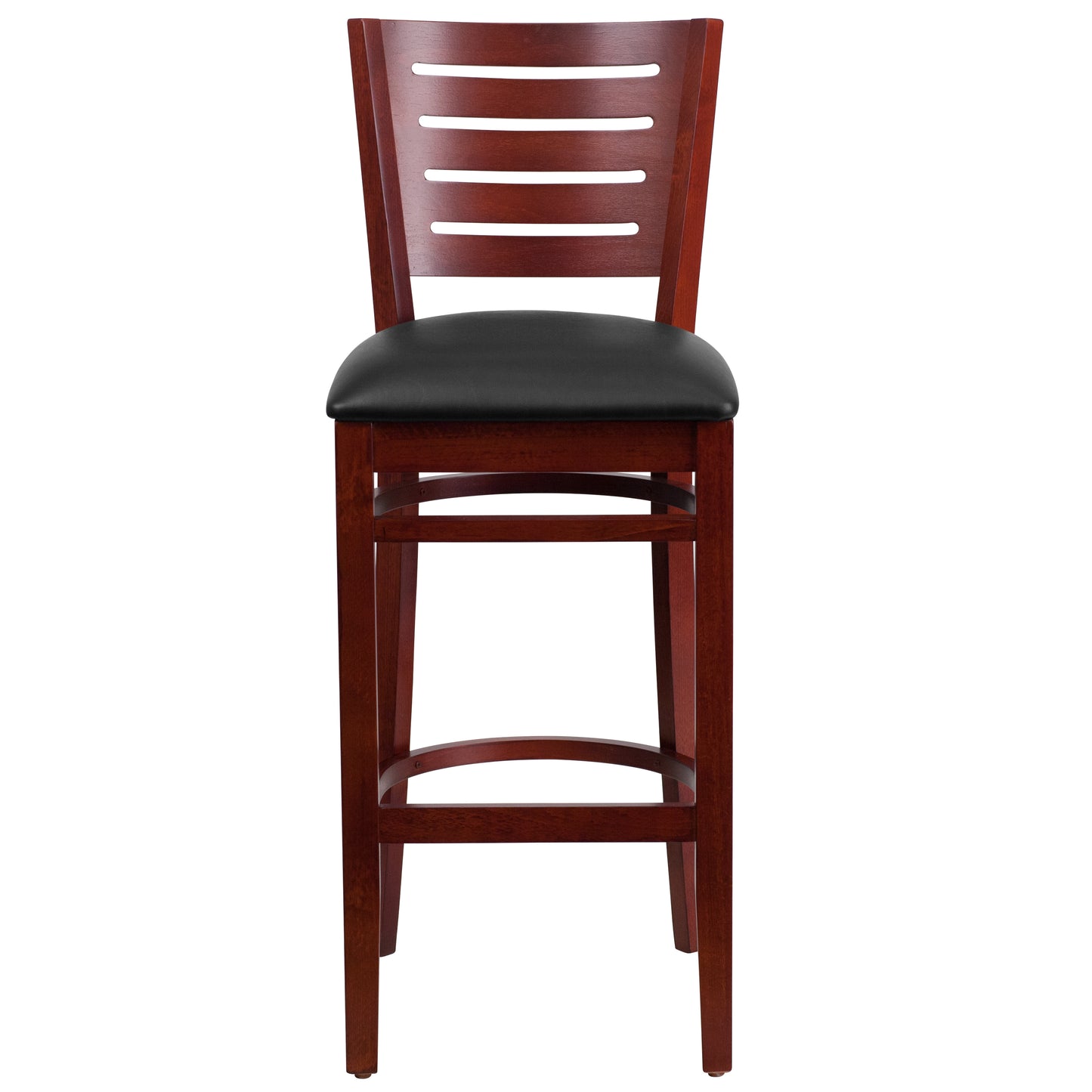 Mahogany Wood Stool-Blk Vinyl XU-DG-W0108BBAR-MAH-BLKV-GG