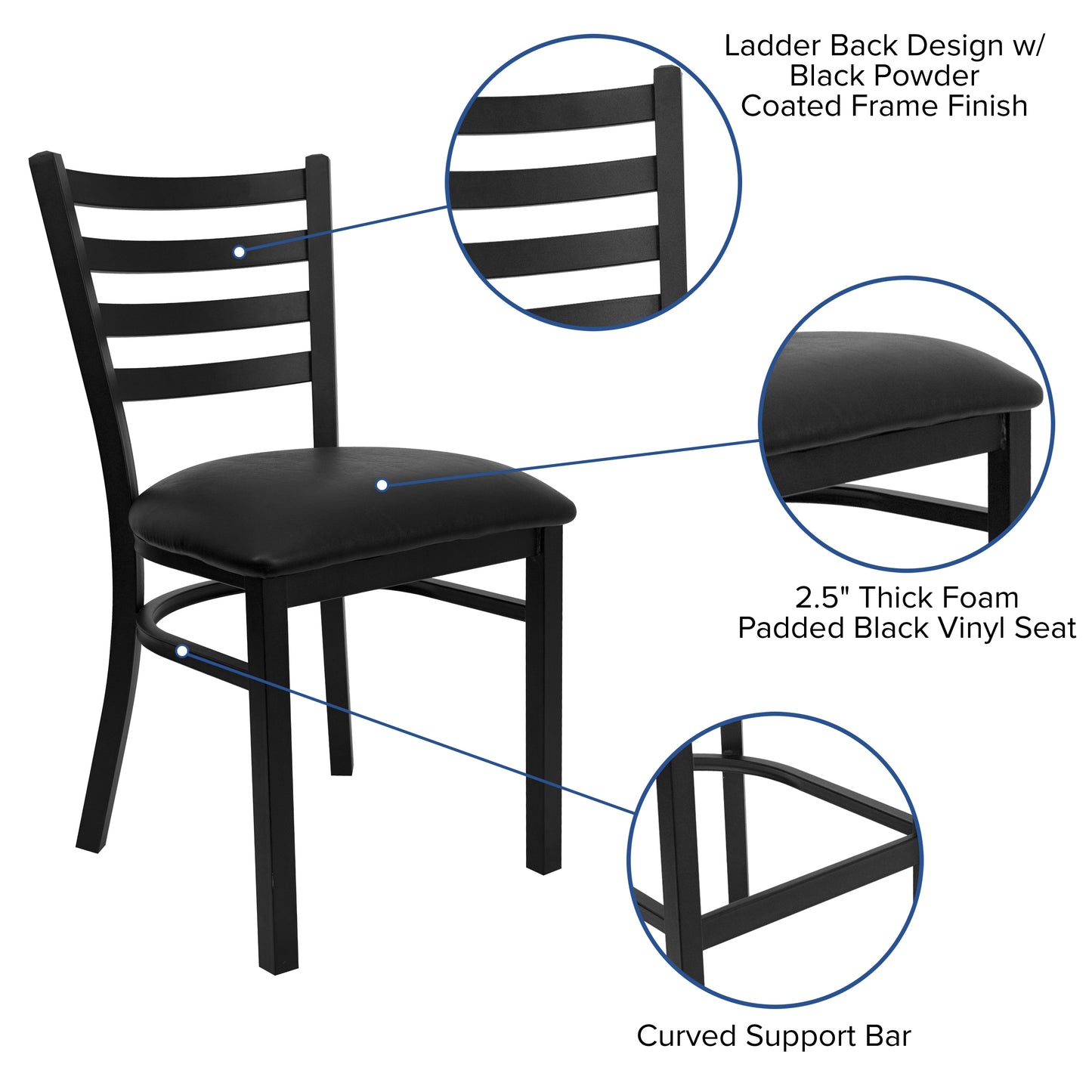 Black Ladder Chair-Black Seat XU-DG694BLAD-BLKV-GG