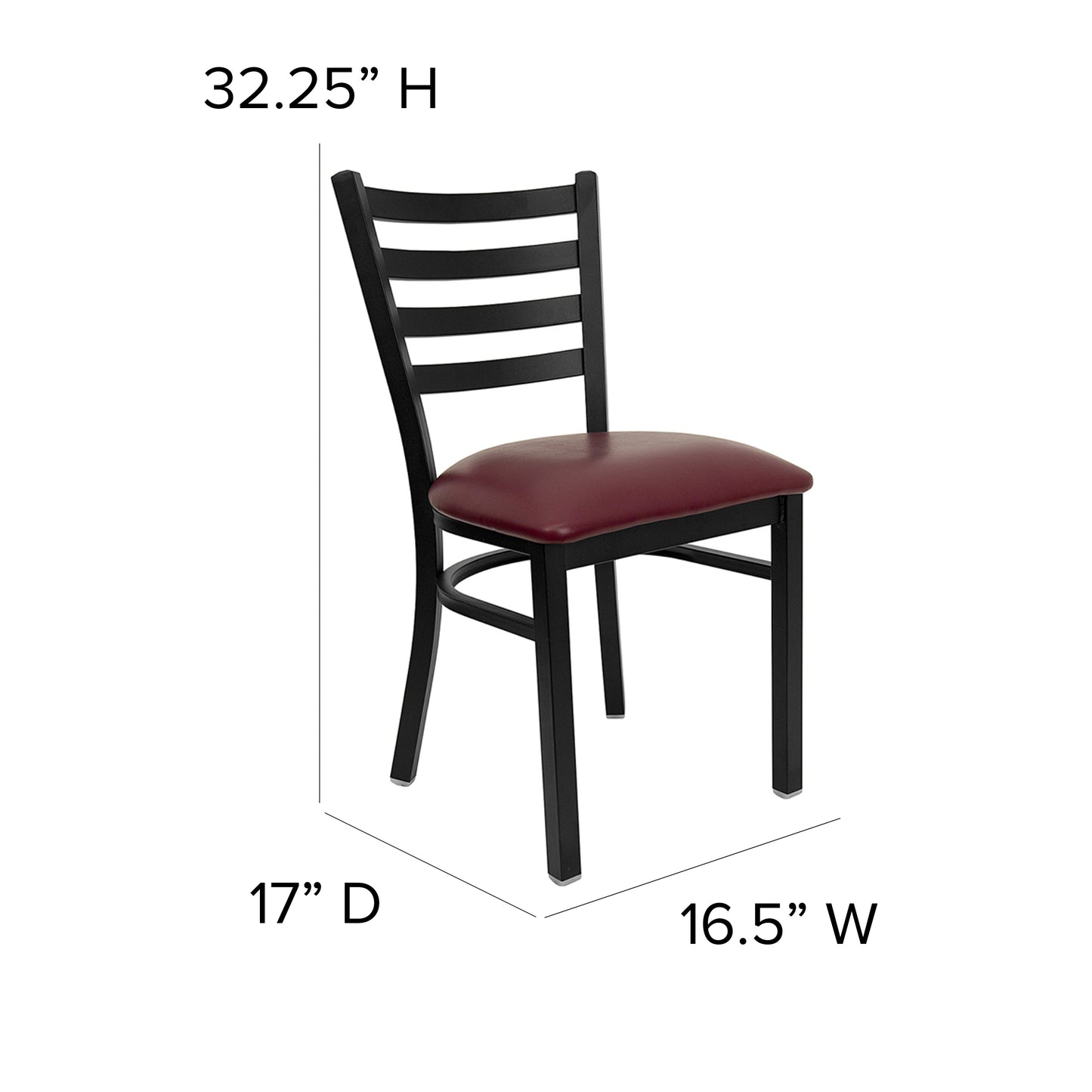 Black Ladder Chair-Burg Seat XU-DG694BLAD-BURV-GG