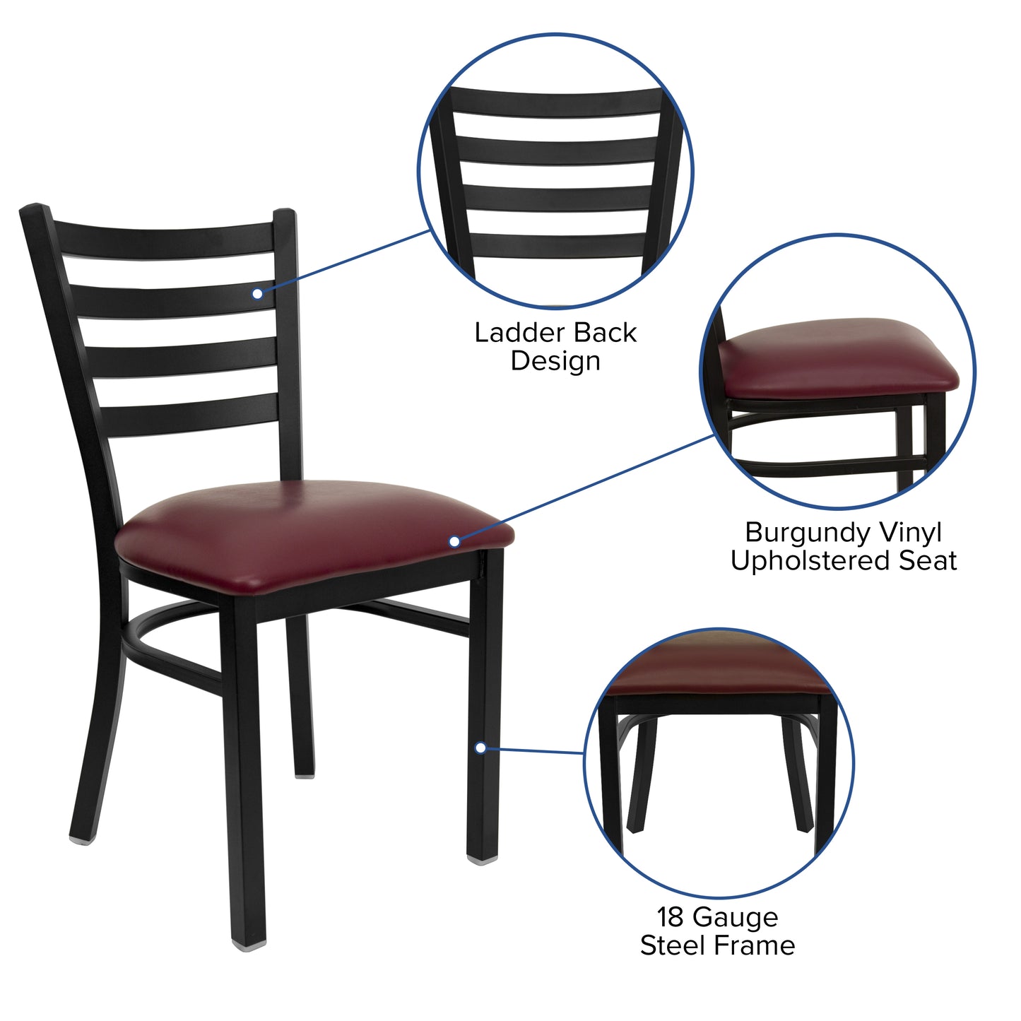 Black Ladder Chair-Burg Seat XU-DG694BLAD-BURV-GG