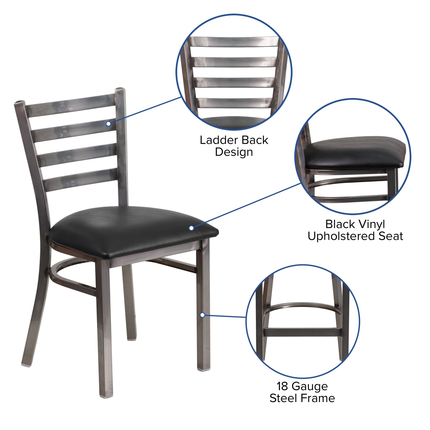 Clear Ladder Chair-Black Seat XU-DG694BLAD-CLR-BLKV-GG