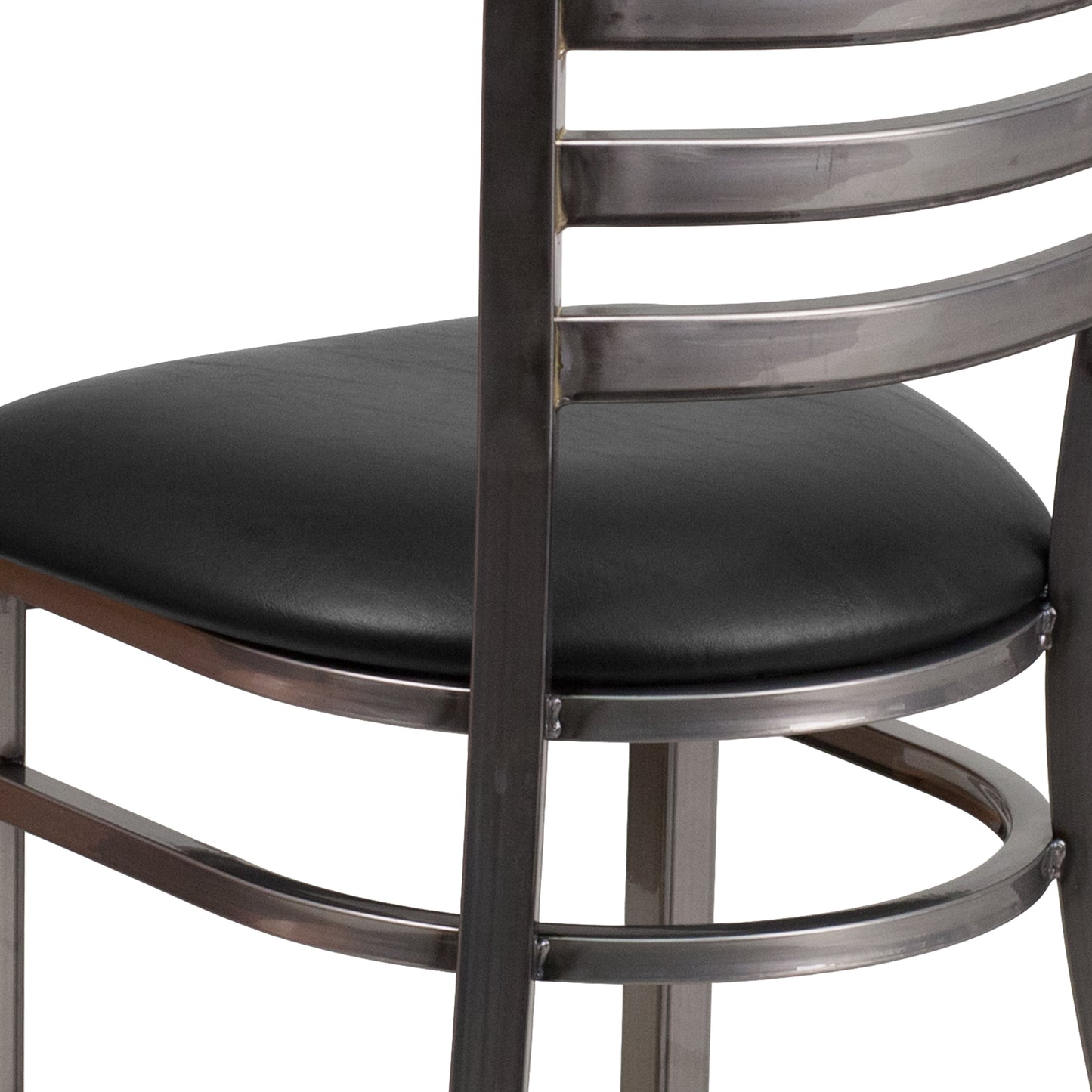 Clear Ladder Chair-Black Seat XU-DG694BLAD-CLR-BLKV-GG