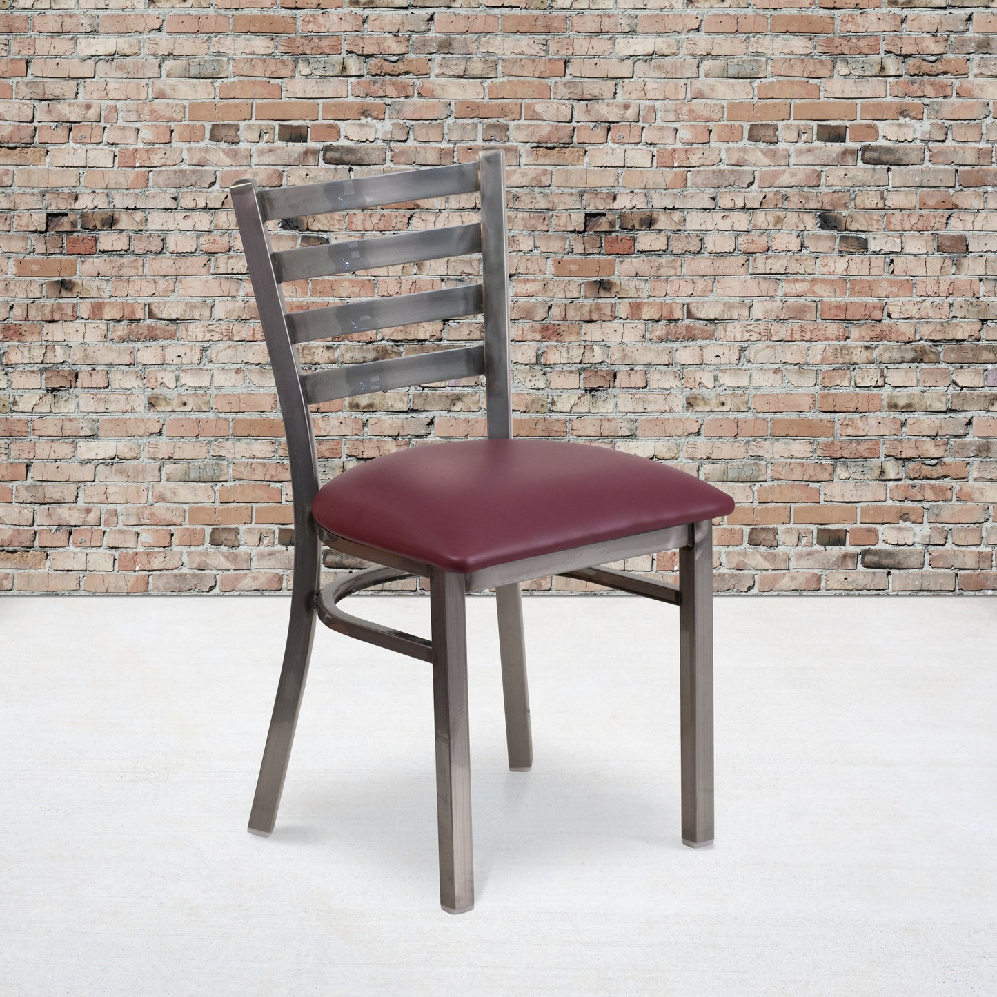 Clear Ladder Chair-Burg Seat XU-DG694BLAD-CLR-BURV-GG