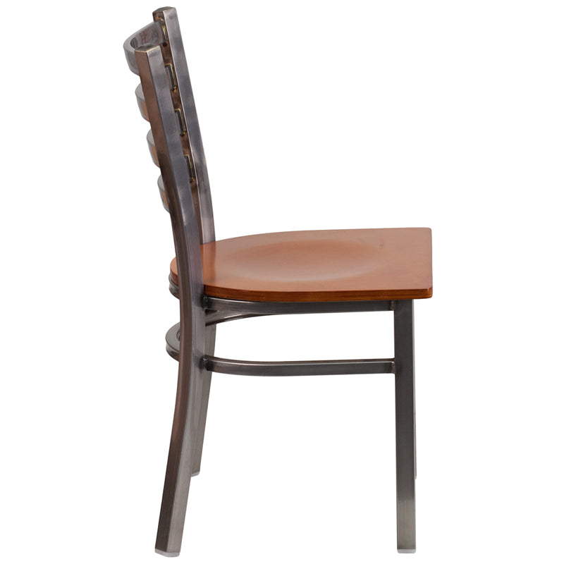 Clear Ladder Chair-Cherry Seat XU-DG694BLAD-CLR-CHYW-GG