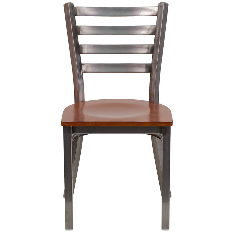 Clear Ladder Chair-Cherry Seat XU-DG694BLAD-CLR-CHYW-GG