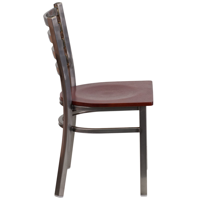 Clear Ladder Chair-Mah Seat XU-DG694BLAD-CLR-MAHW-GG