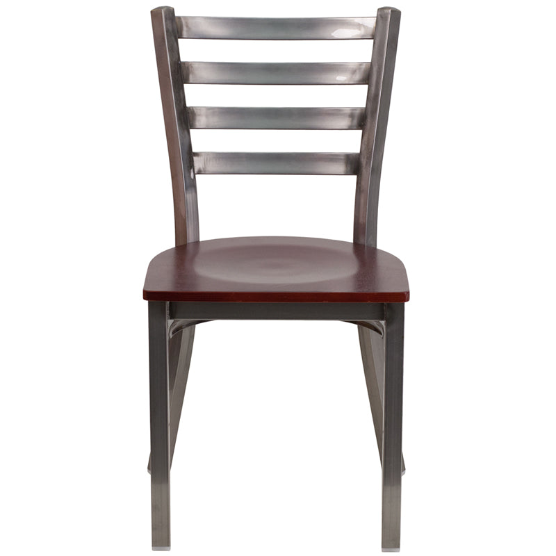 Clear Ladder Chair-Mah Seat XU-DG694BLAD-CLR-MAHW-GG