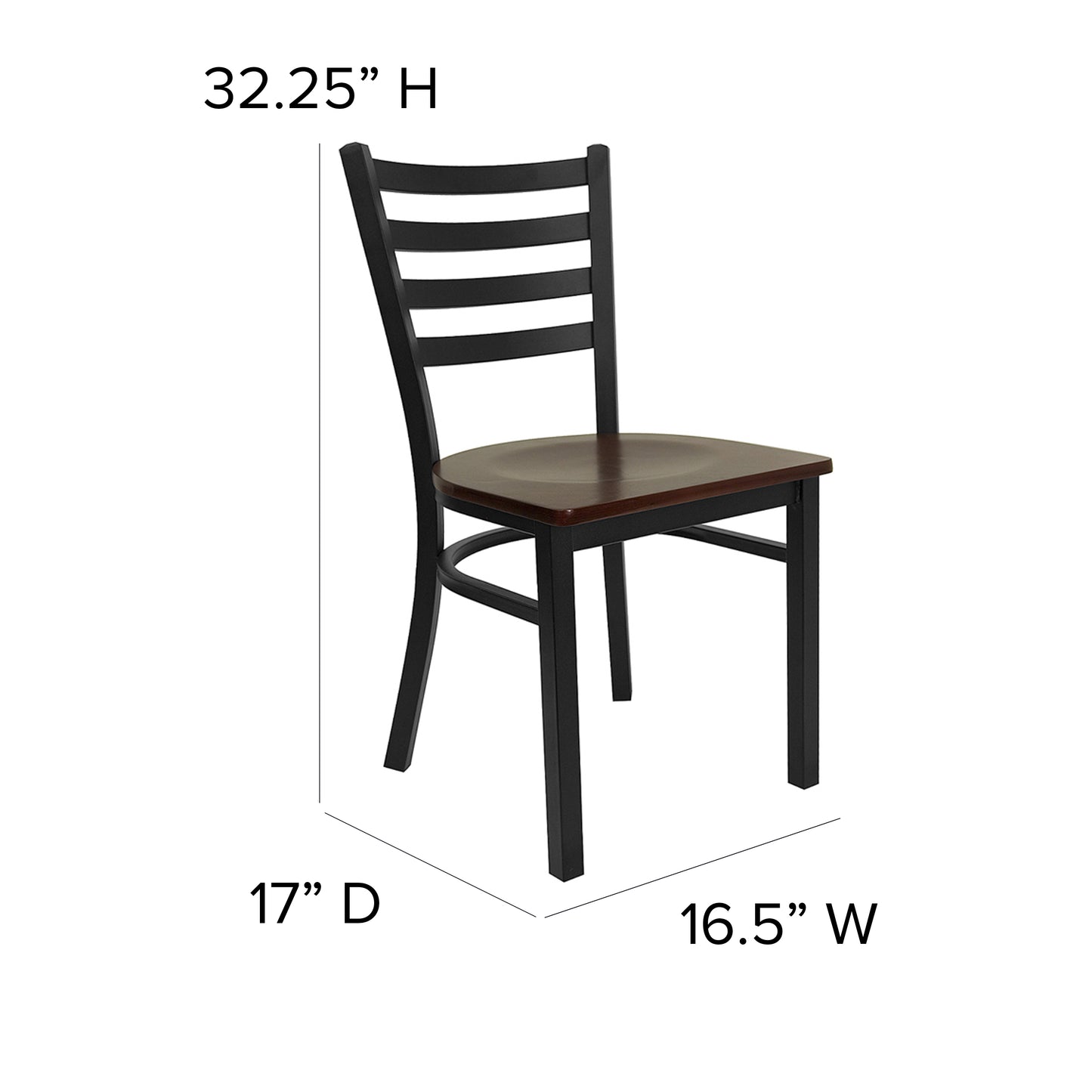 Black Ladder Chair-Mah Seat XU-DG694BLAD-MAHW-GG