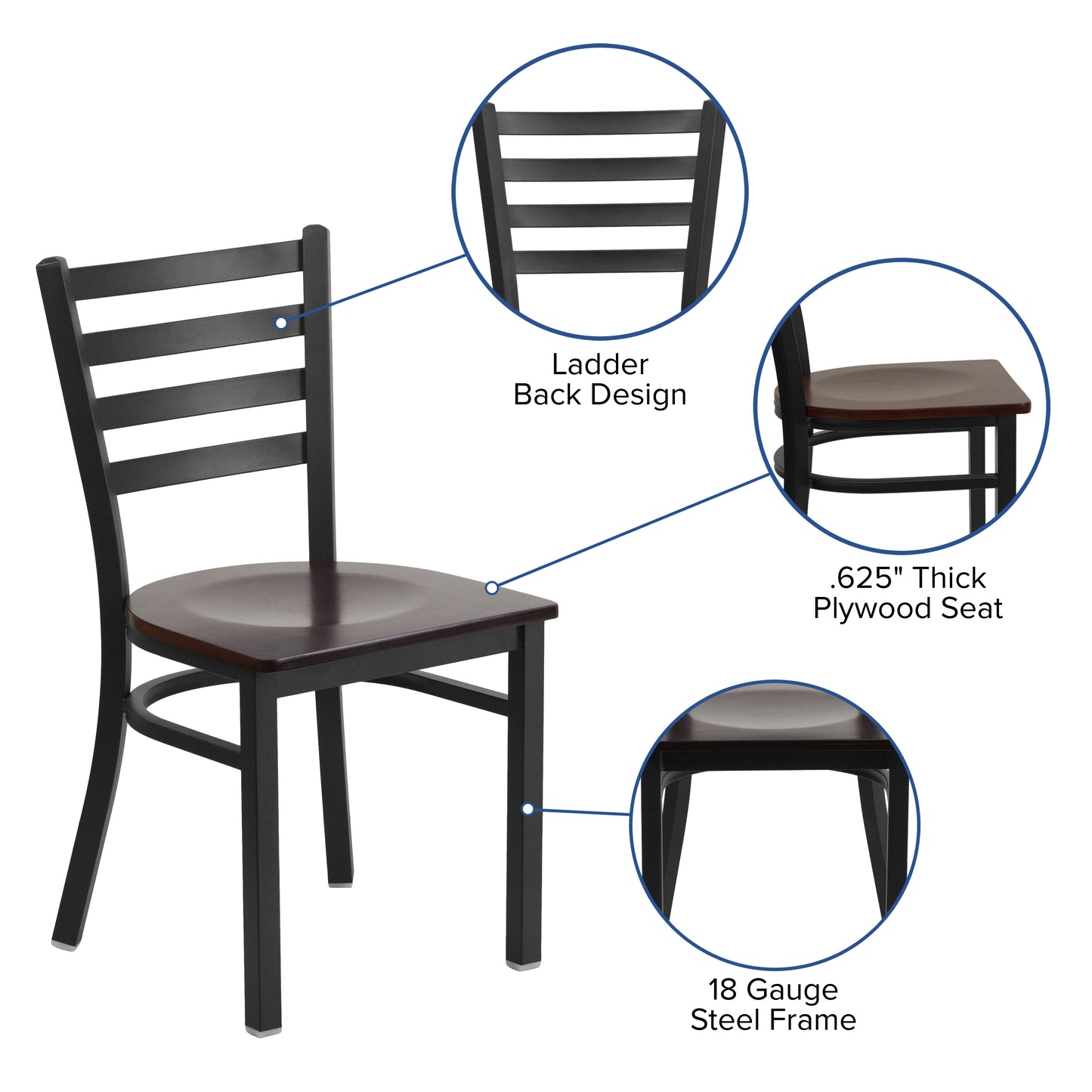 Black Ladder Chair-Mah Seat XU-DG694BLAD-MAHW-GG