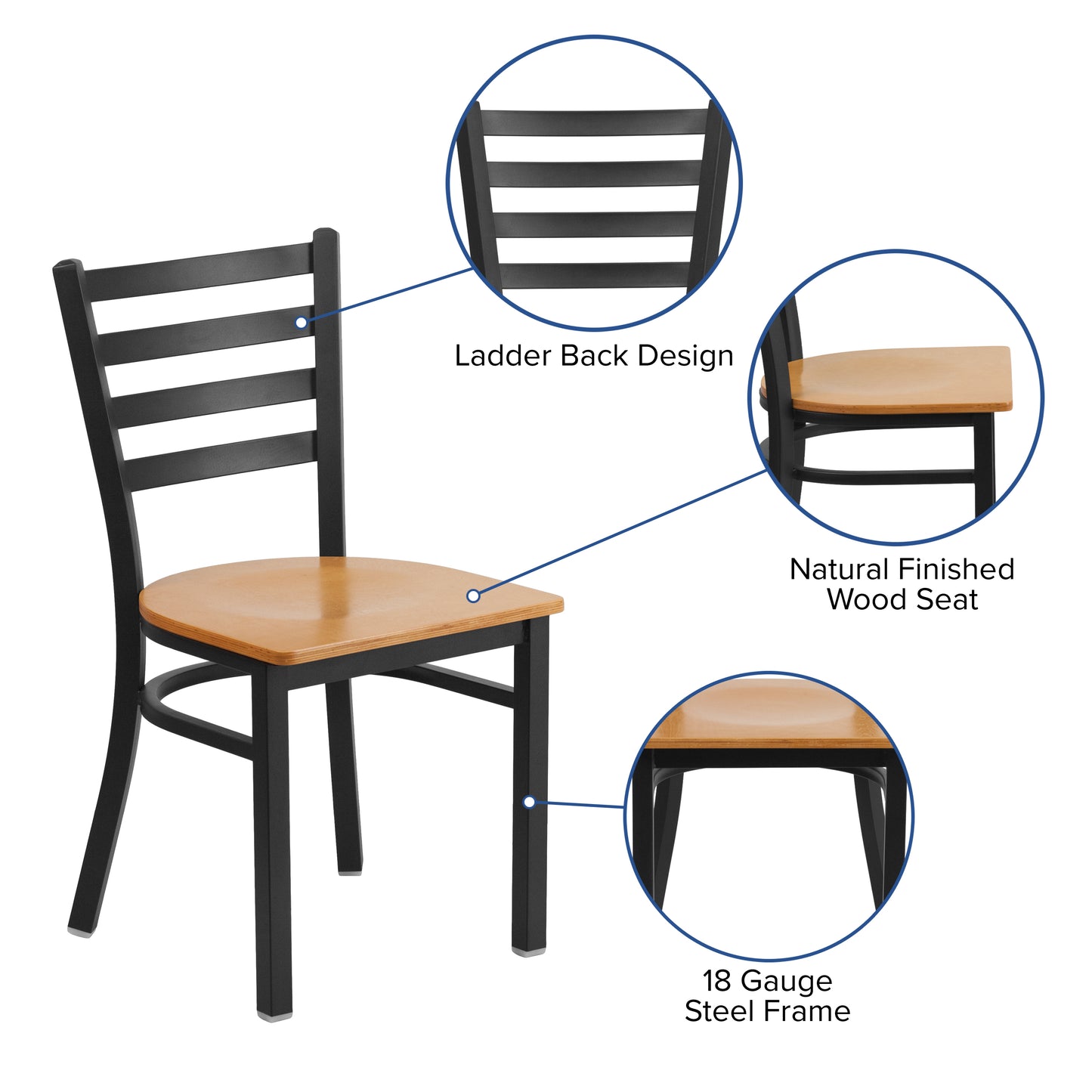 Black Ladder Chair-Nat Seat XU-DG694BLAD-NATW-GG