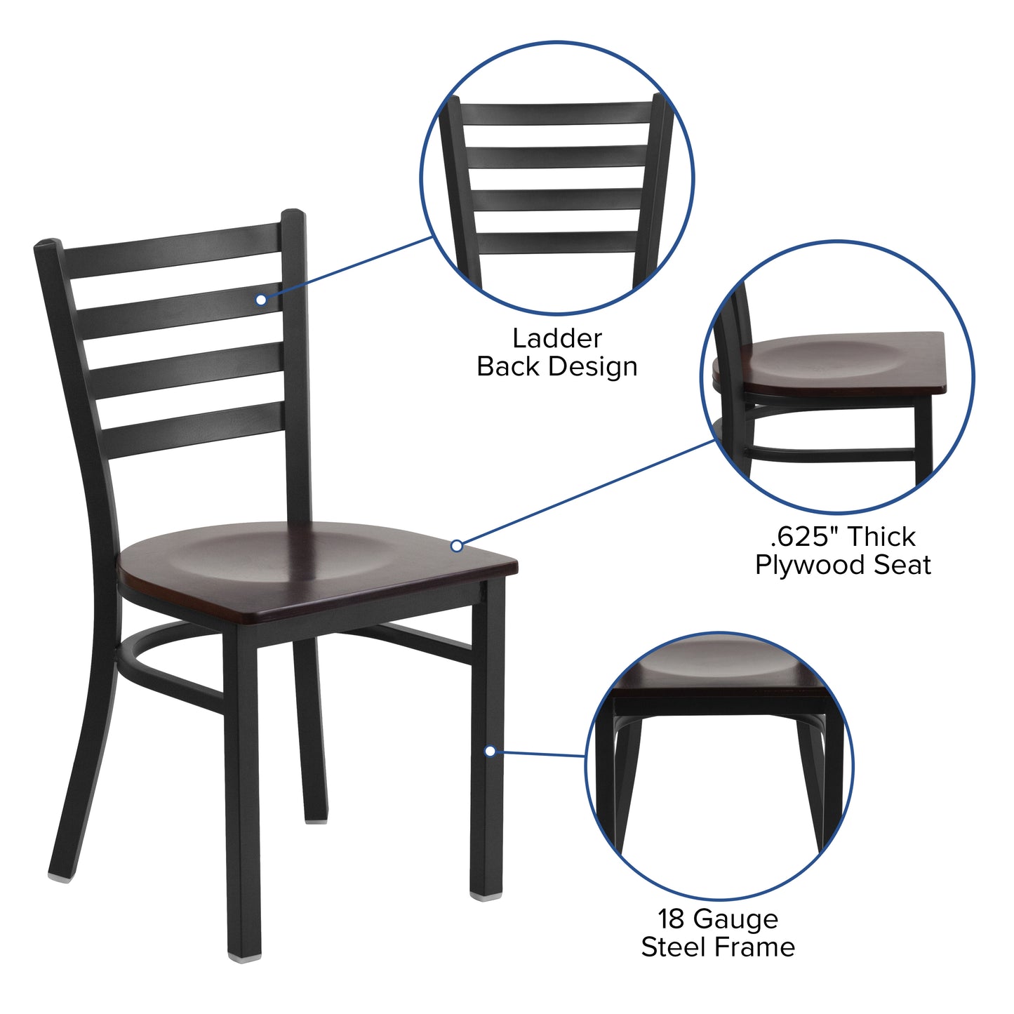 Black Ladder Chair-Wal Seat XU-DG694BLAD-WALW-GG