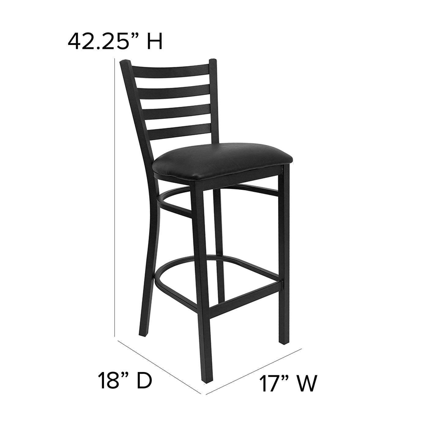 Black Ladder Stool-Black Seat XU-DG697BLAD-BAR-BLKV-GG