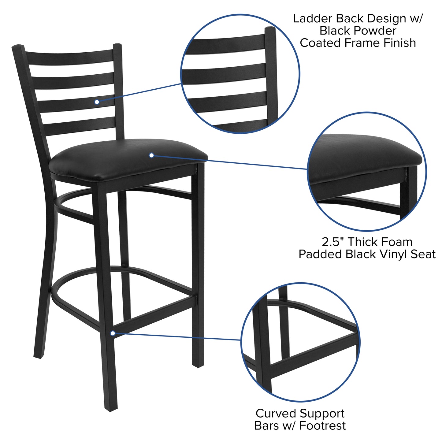 Black Ladder Stool-Black Seat XU-DG697BLAD-BAR-BLKV-GG