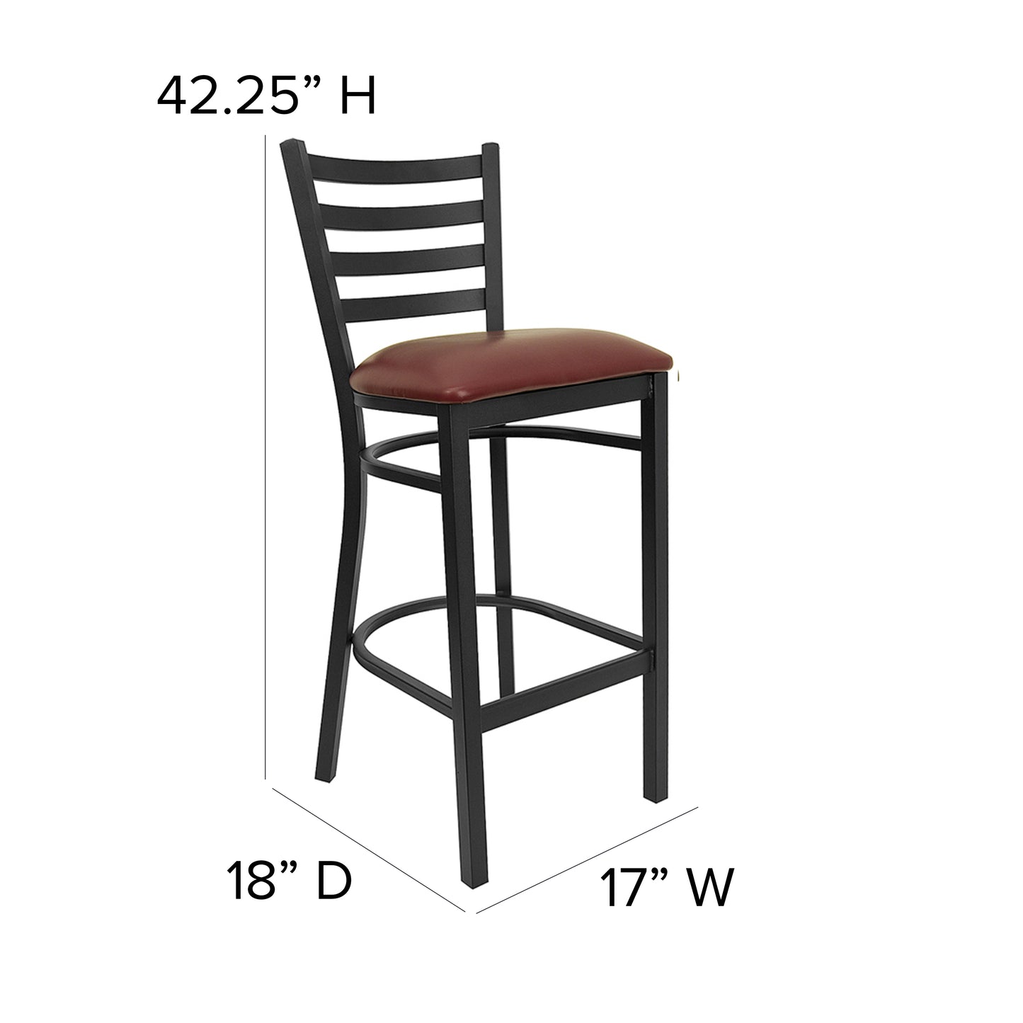 Black Ladder Stool-Burg Seat XU-DG697BLAD-BAR-BURV-GG