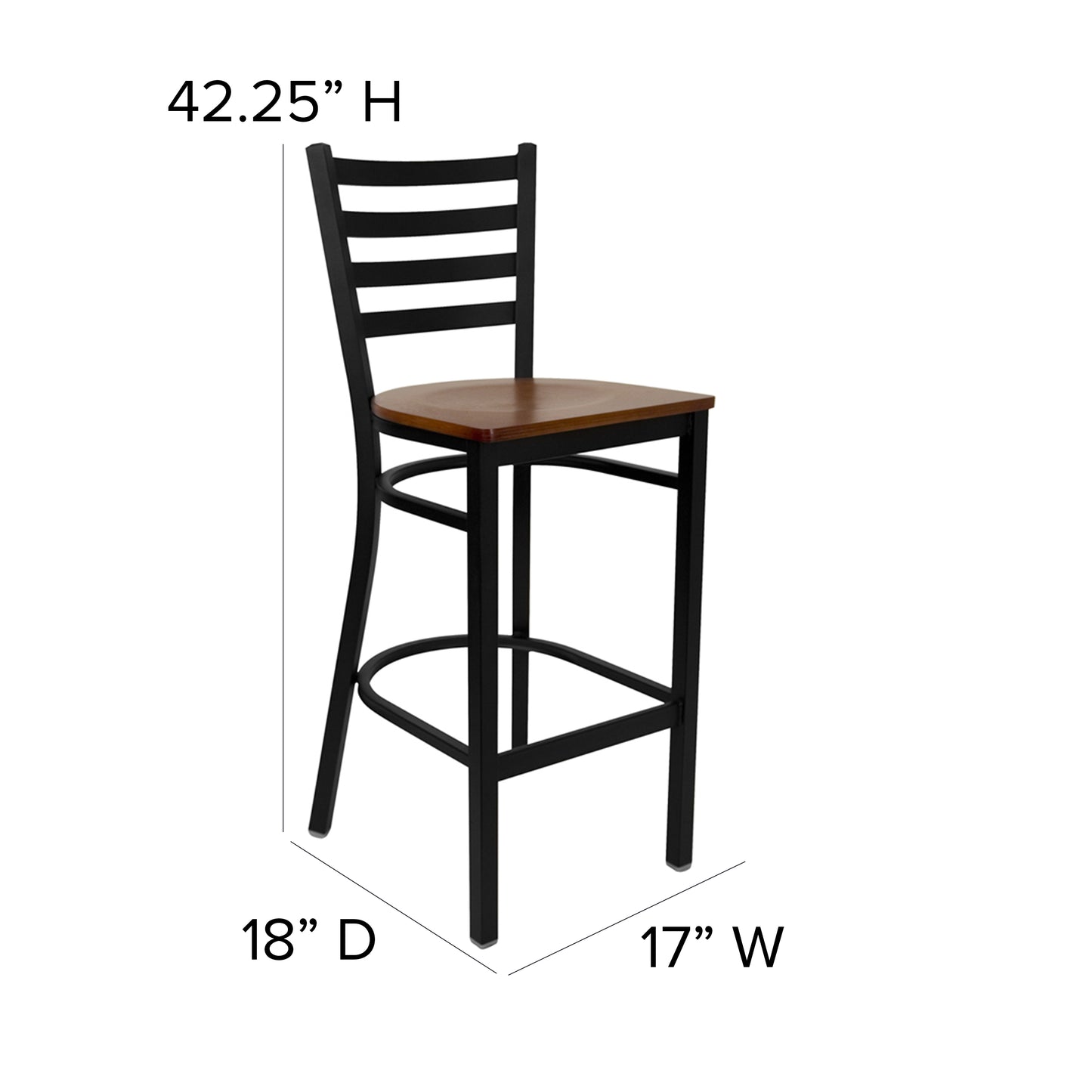 Black Ladder Stool-Cherry Seat XU-DG697BLAD-BAR-CHYW-GG