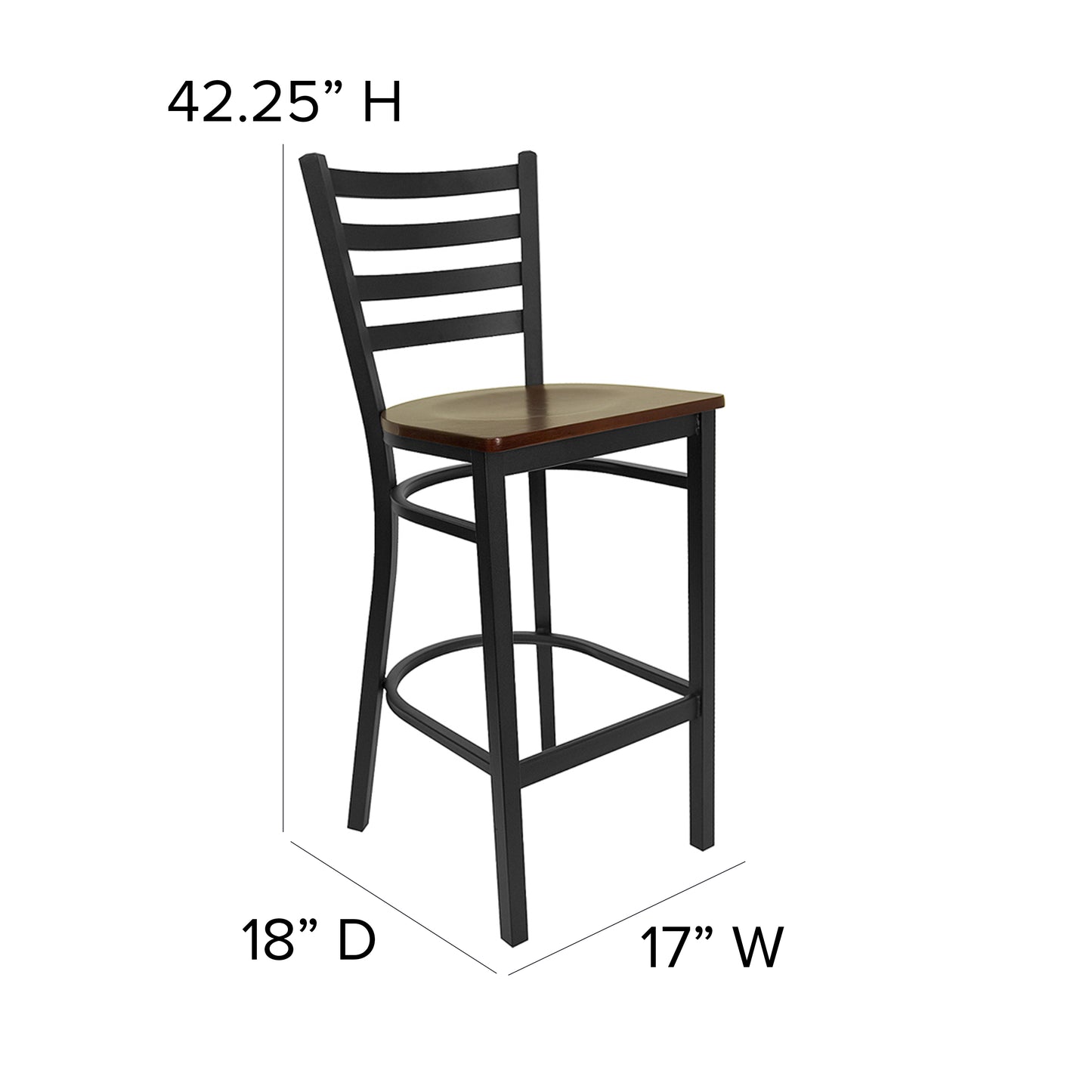 Black Ladder Stool-Mah Seat XU-DG697BLAD-BAR-MAHW-GG