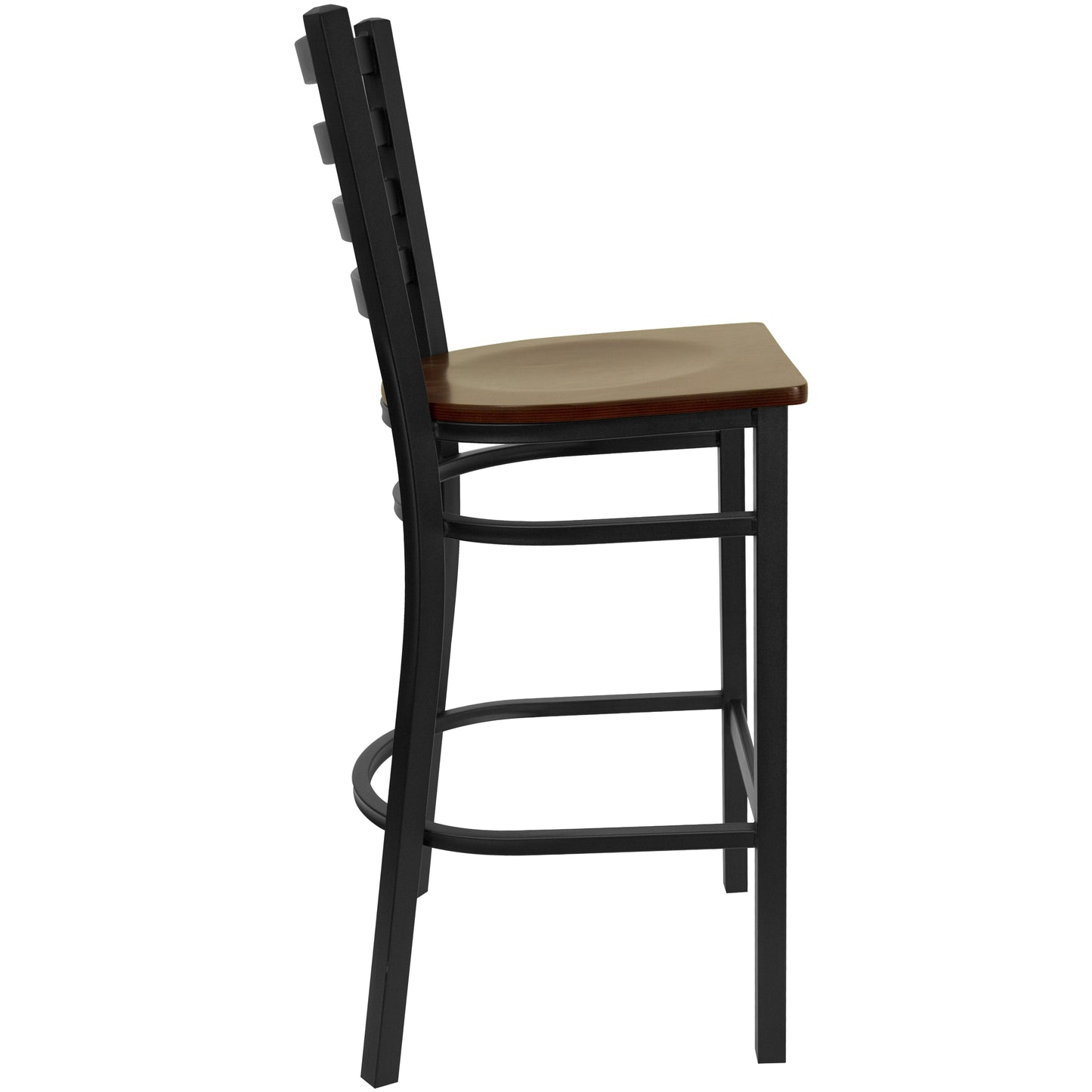 Black Ladder Stool-Mah Seat XU-DG697BLAD-BAR-MAHW-GG