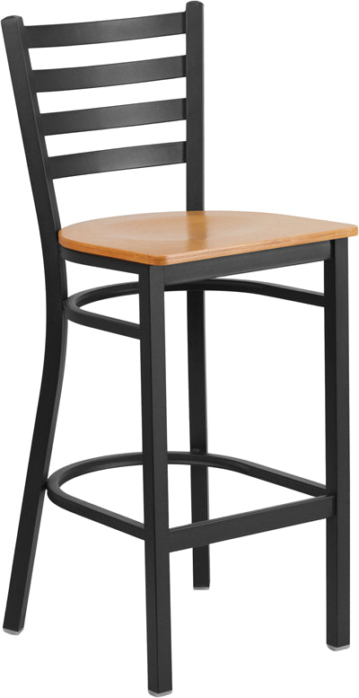 Black Ladder Stool-Nat Seat XU-DG697BLAD-BAR-NATW-GG