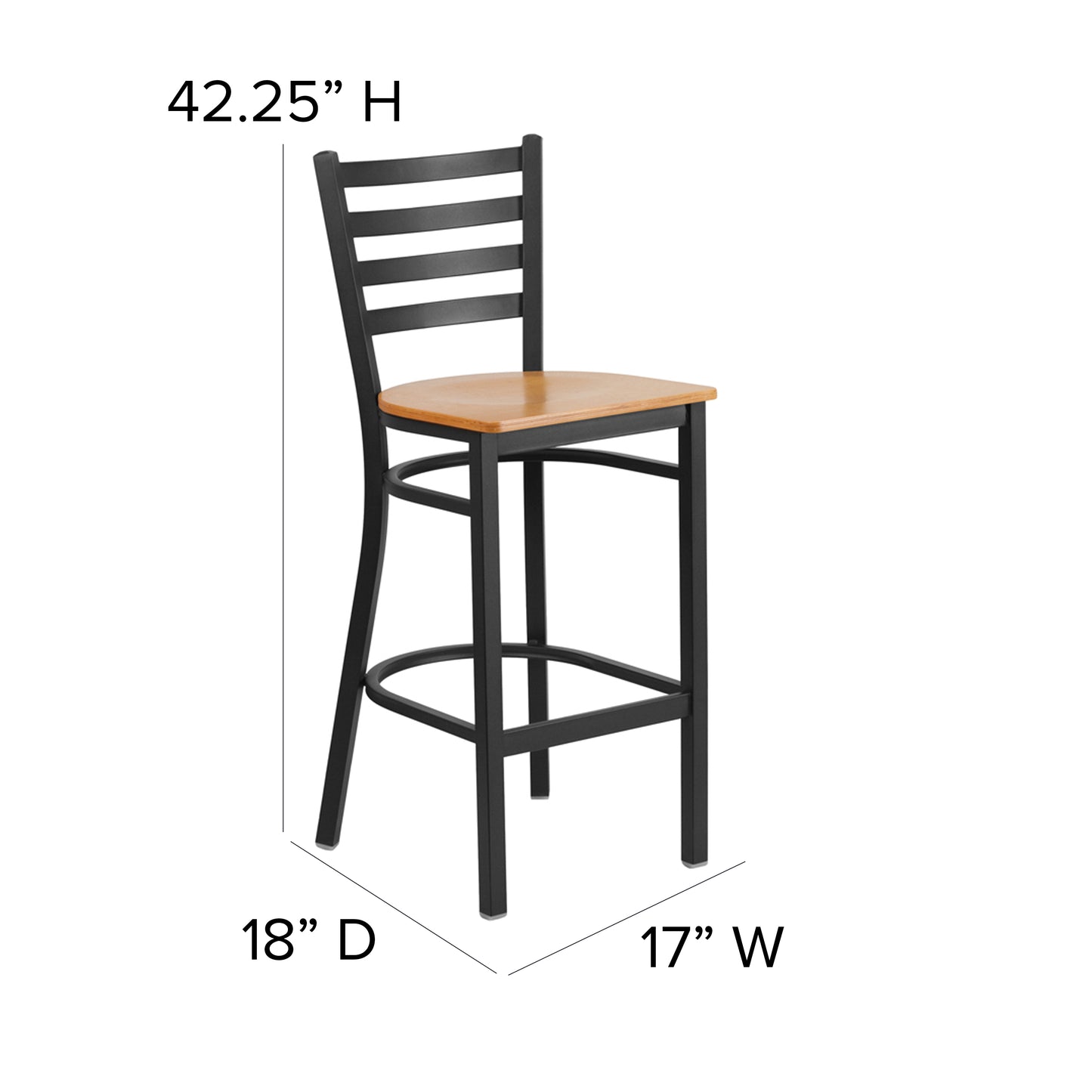 Black Ladder Stool-Nat Seat XU-DG697BLAD-BAR-NATW-GG