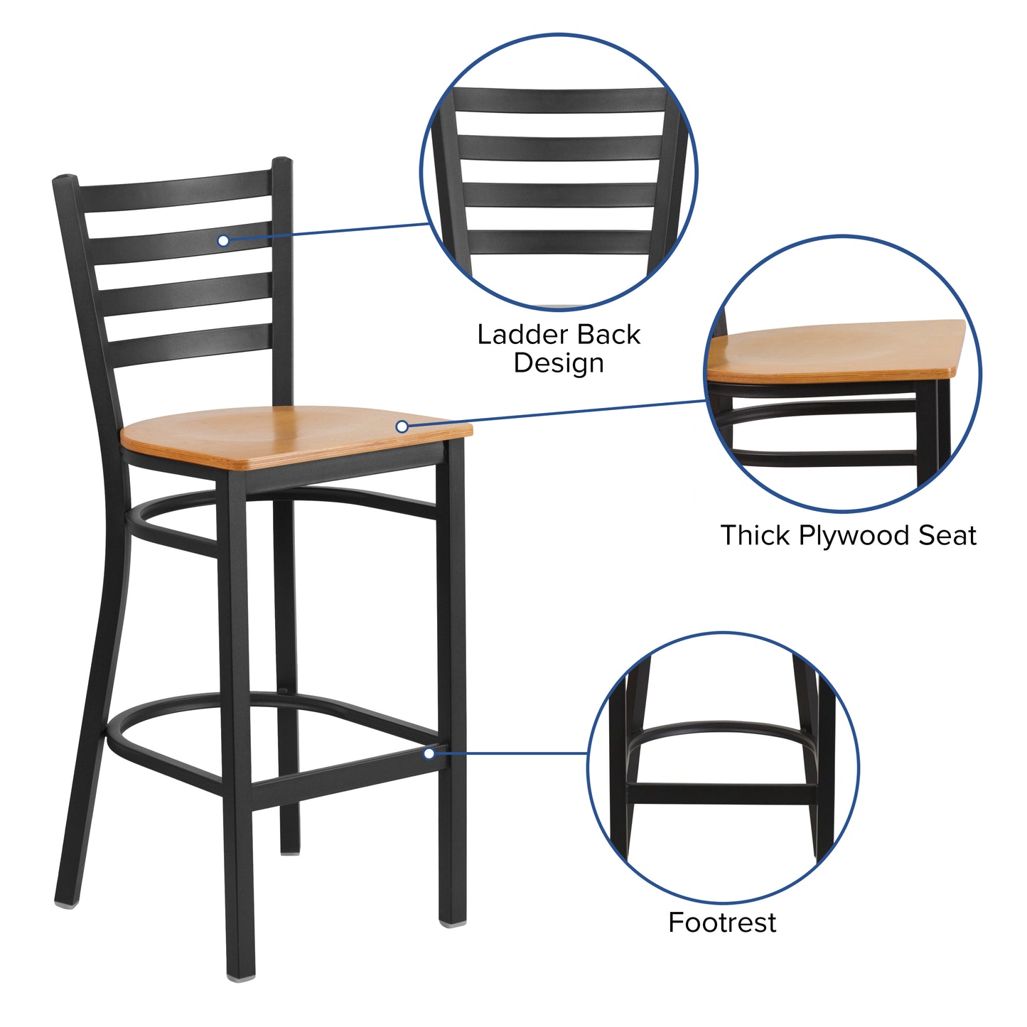 Black Ladder Stool-Nat Seat XU-DG697BLAD-BAR-NATW-GG