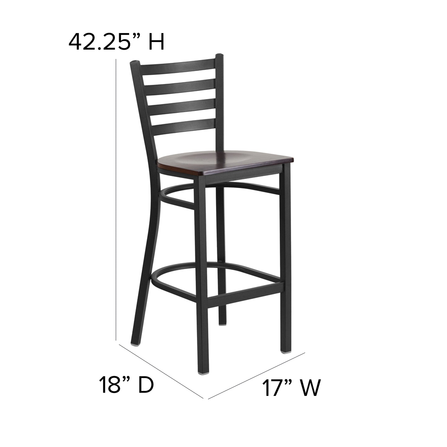 Black Ladder Stool-Wal Seat XU-DG697BLAD-BAR-WALW-GG