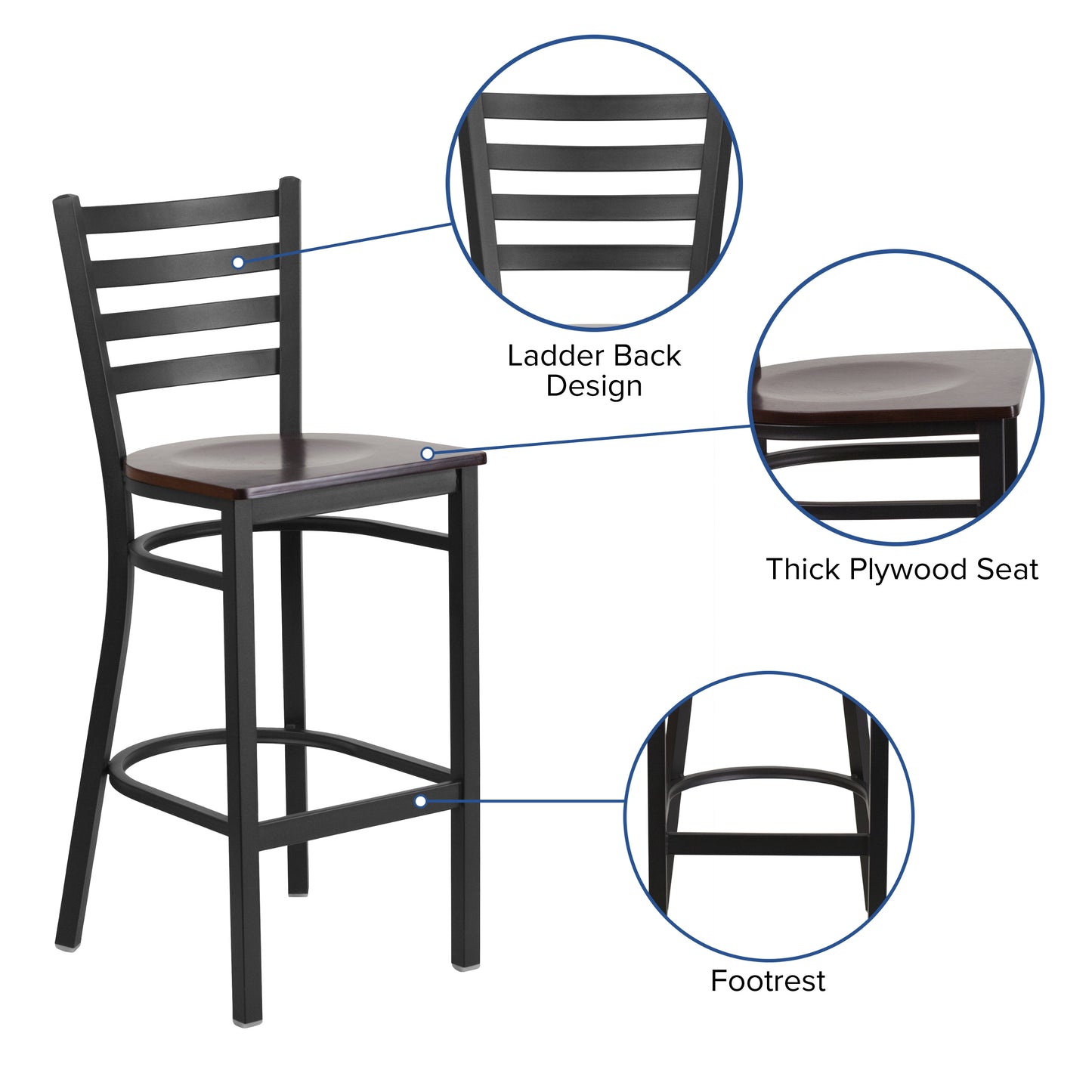 Black Ladder Stool-Wal Seat XU-DG697BLAD-BAR-WALW-GG