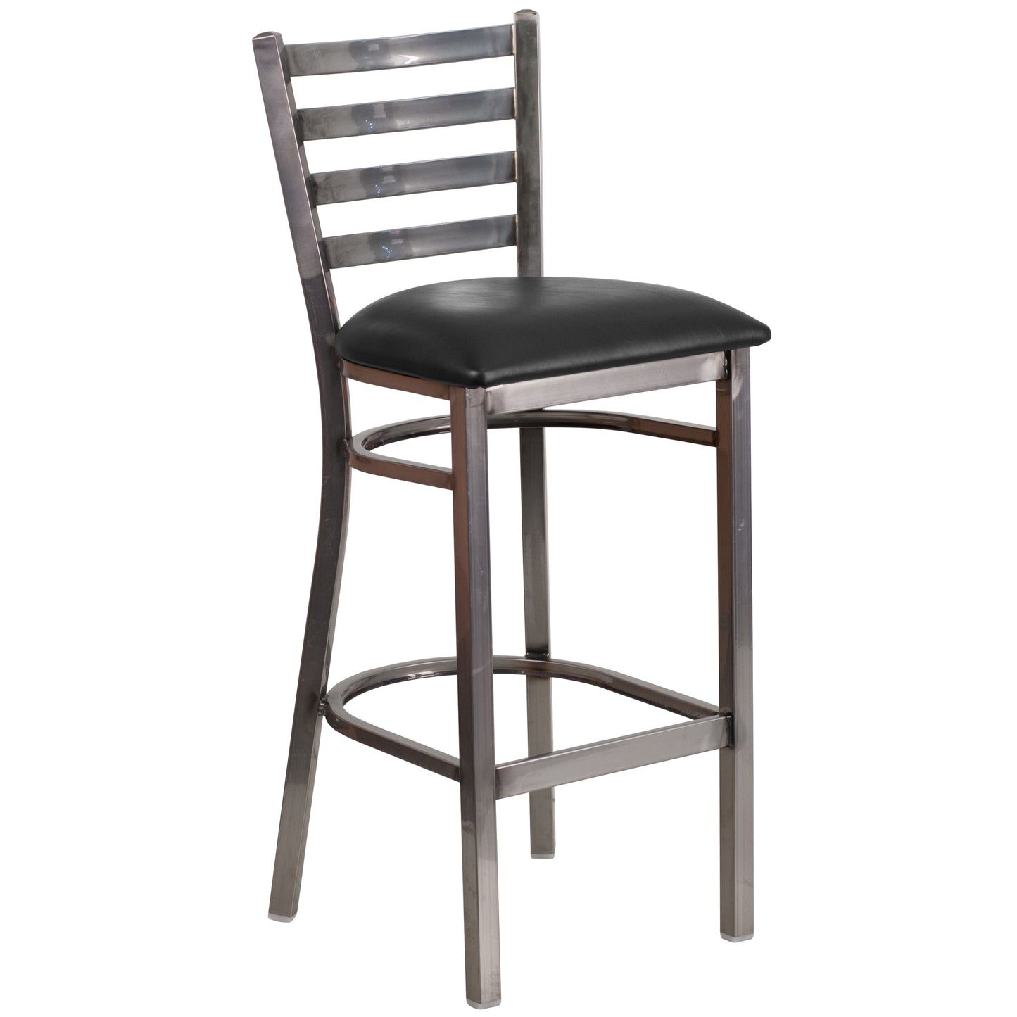 Clear Ladder Stool-Black Seat XU-DG697BLAD-CLR-BAR-BLKV-GG